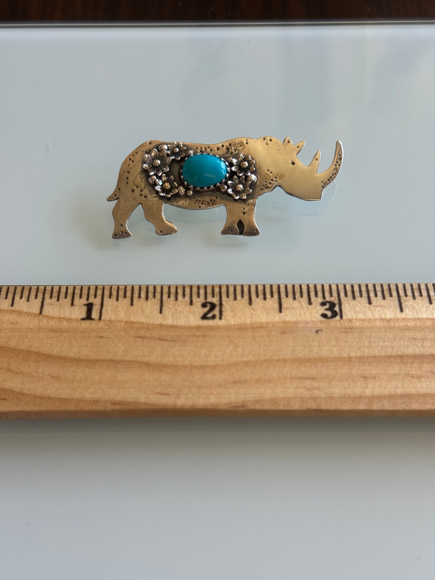 Turquoise Rhinoceros Pendant | 925 Sterling Silver A579
