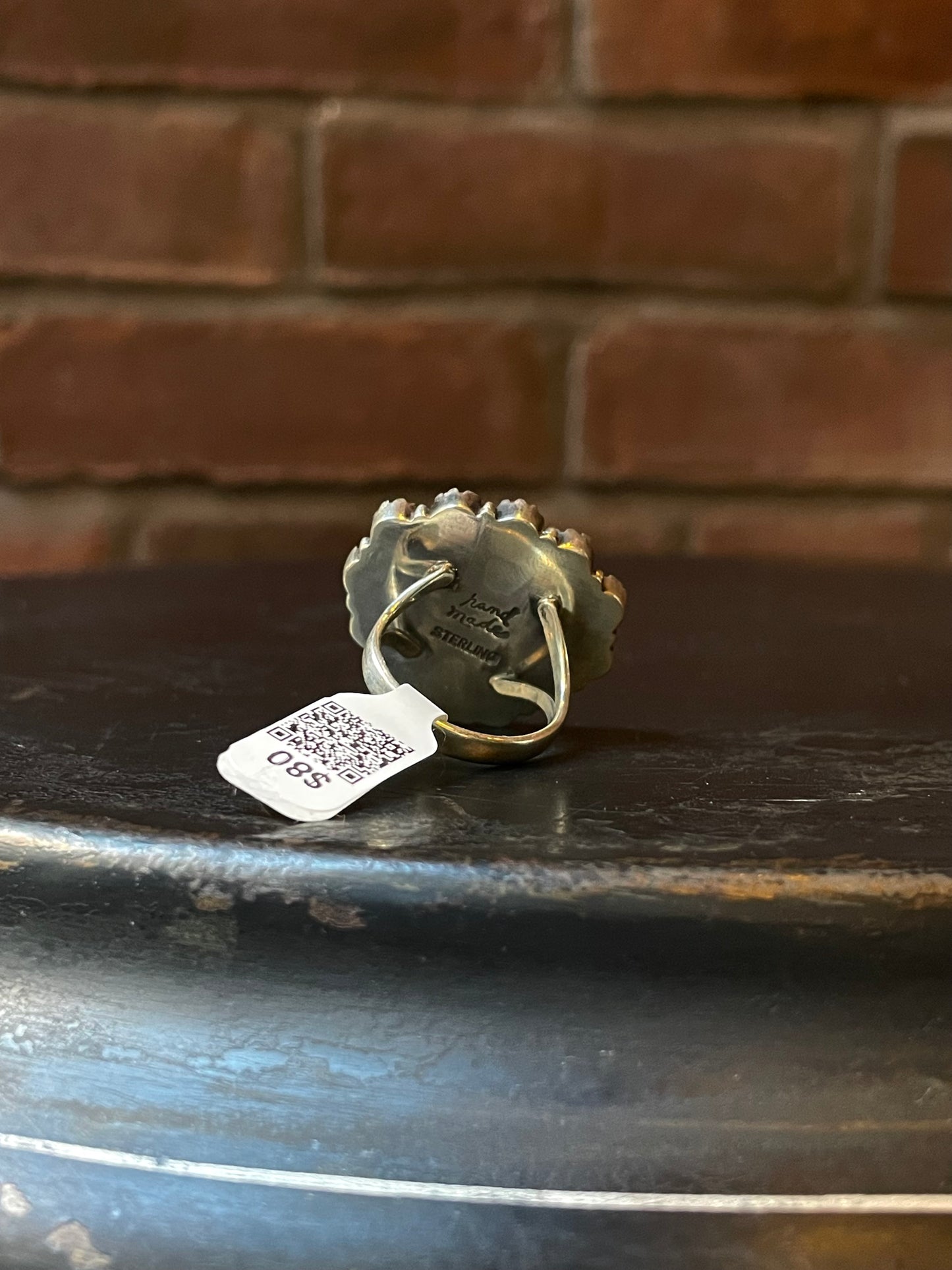 Kingman Turquoise Coral Cluster Ring | Sterling Silver | Size 8 | A209