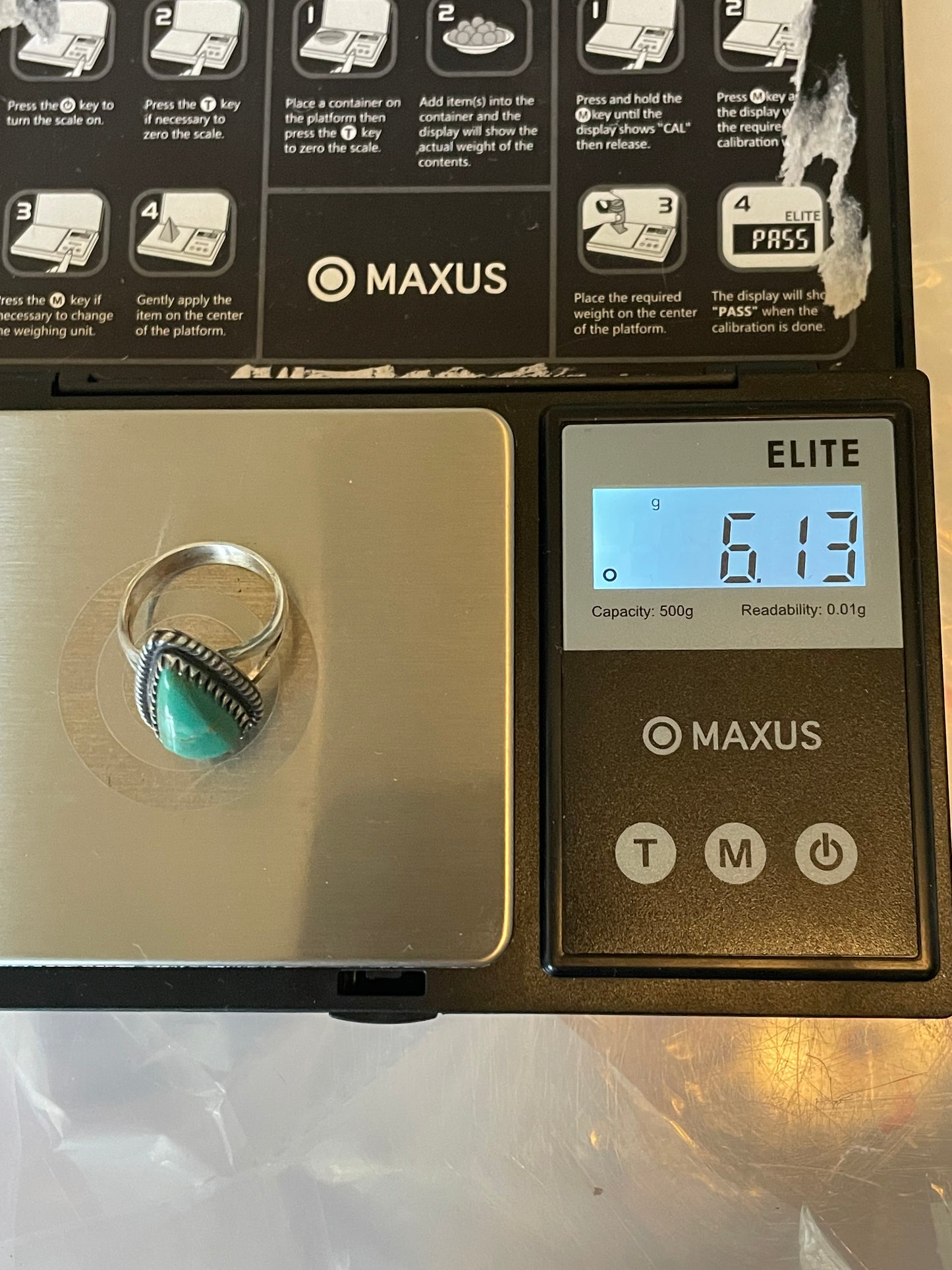 Turquoise Tear Drop Ring | 925 Sterling Silver Size 6 E446