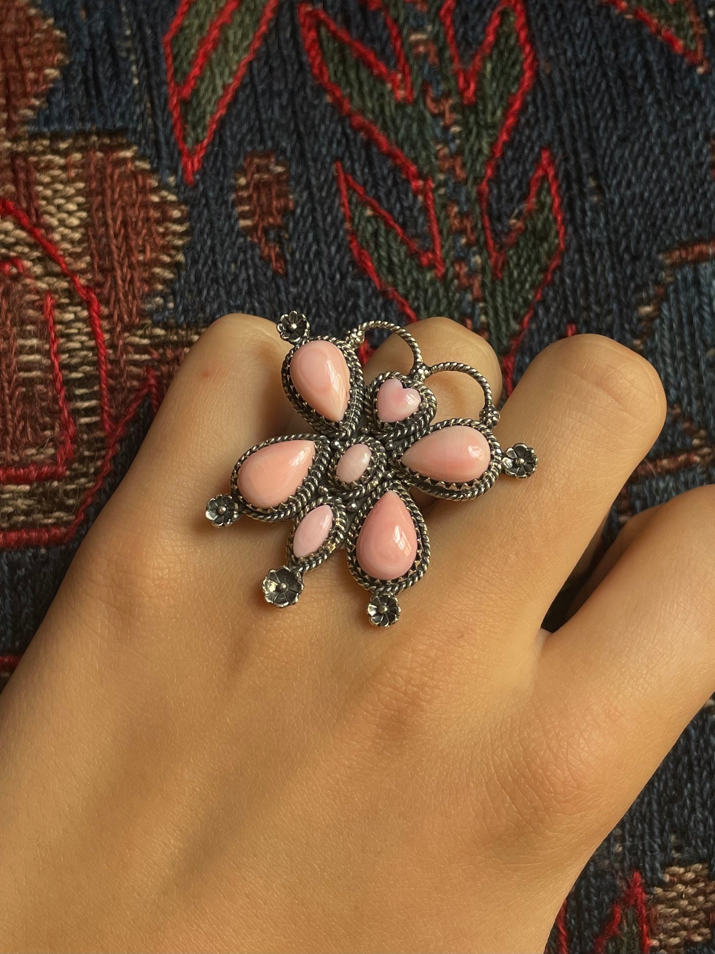 Pink Conch Butterfly Heart Ring Size 6 | 925 Sterling Silver E986