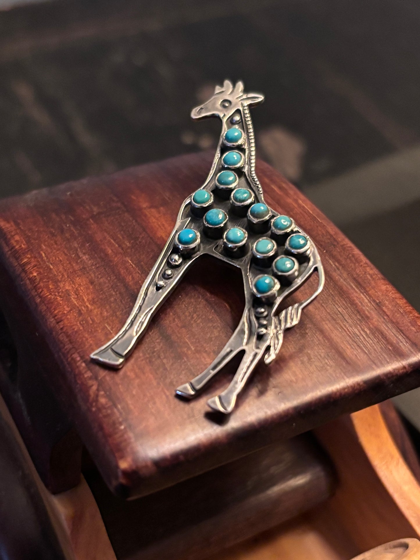 Turquoise Giraffe Pendant | 925 Sterling Silver Southwestern Style A098