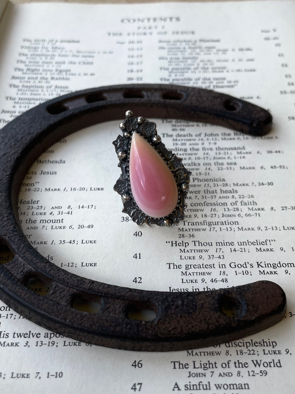 Pink Conch Teardrop Ring Size 6.5 | 925 Sterling Silver G751