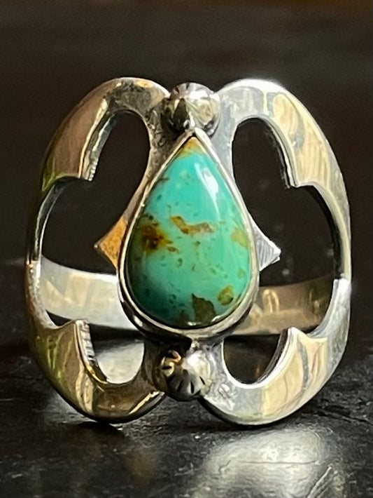 Kingman Turquoise Teardrop Ring | Sterling Silver | Size 9.5 G311