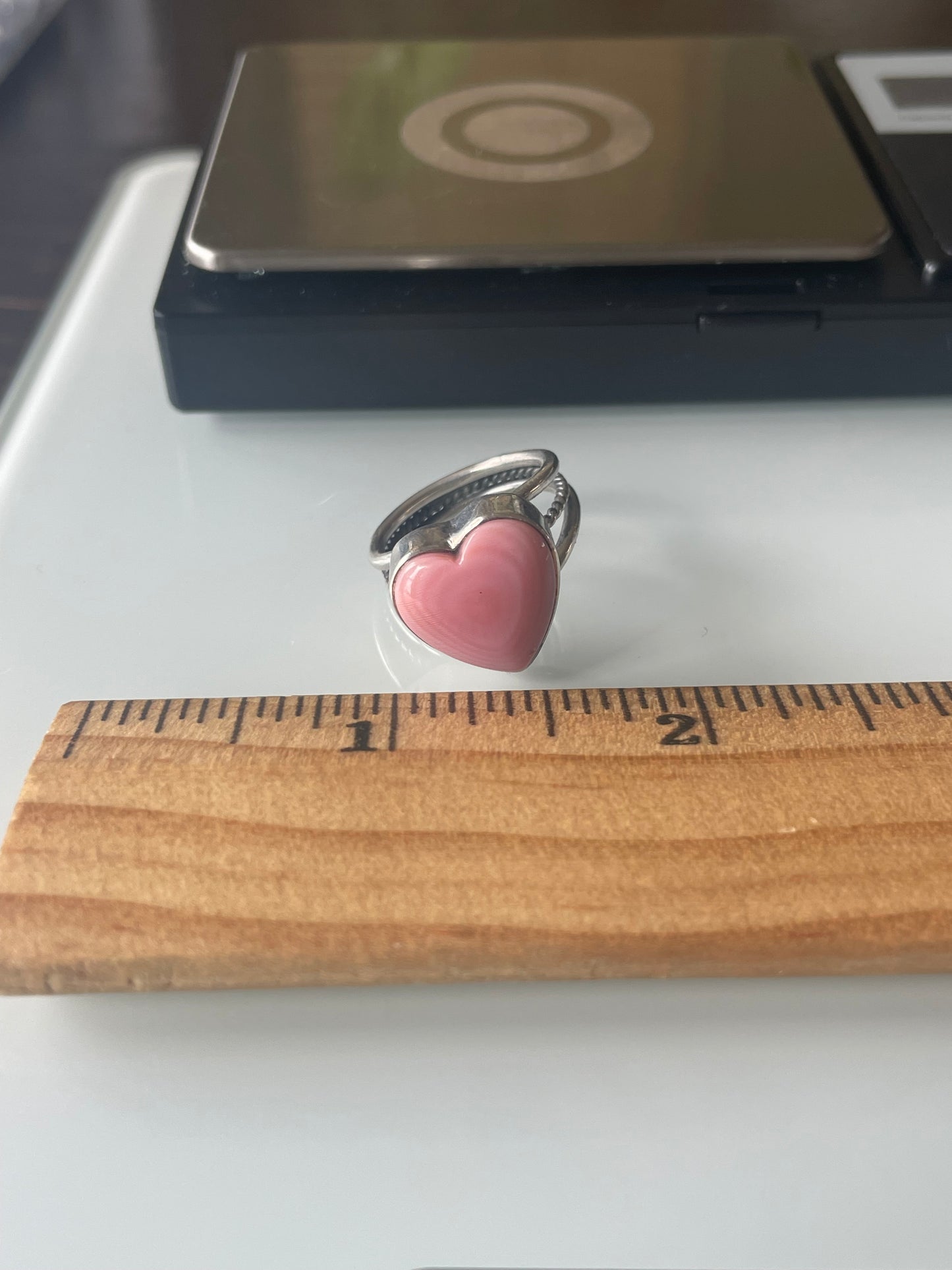 Pink Conch Heart Ring Size 6.5 | 925 Sterling Silver G115
