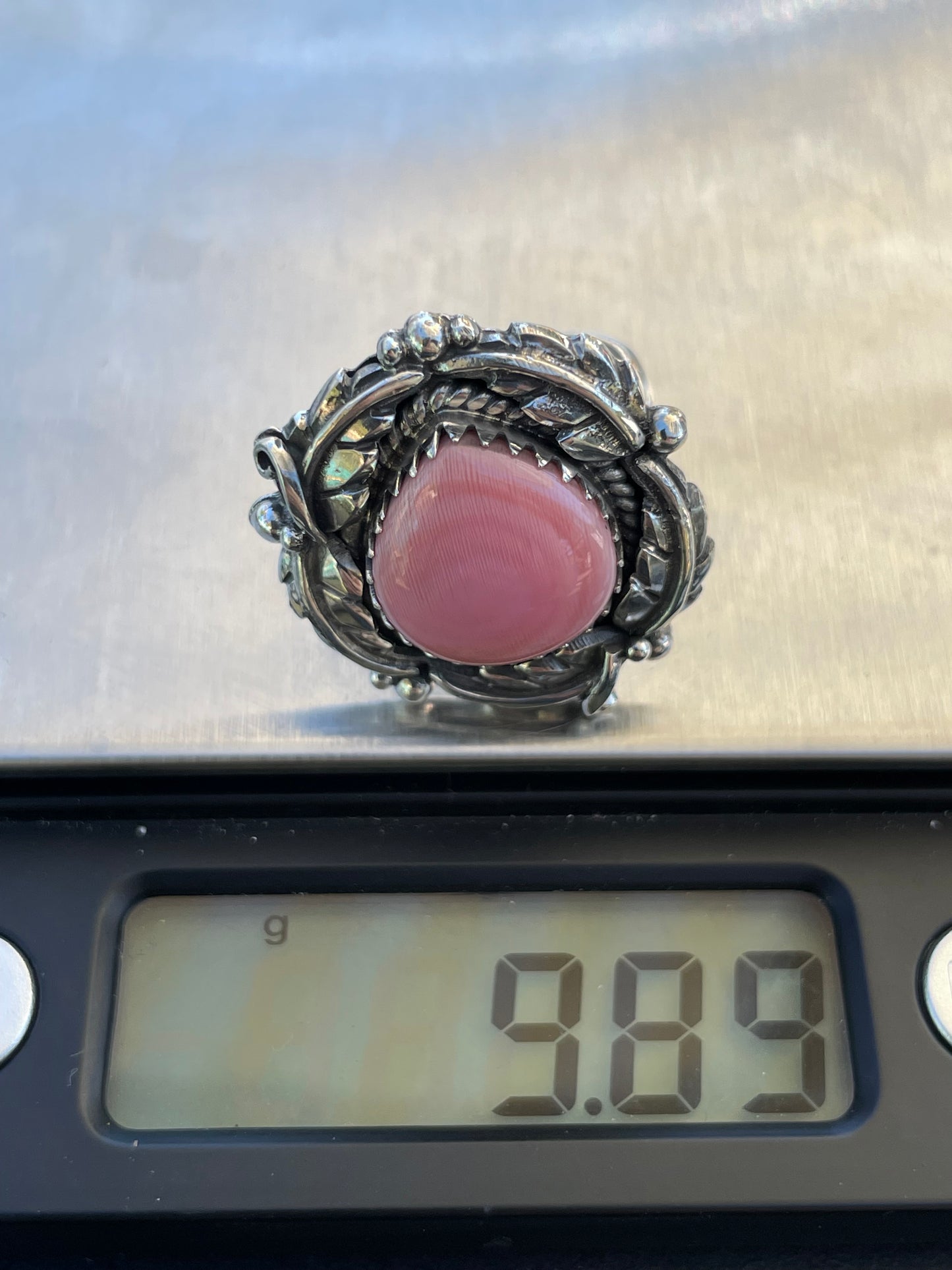 Pink Conch Leaf Design Ring | 925 Sterling Silver | Size 8 B341