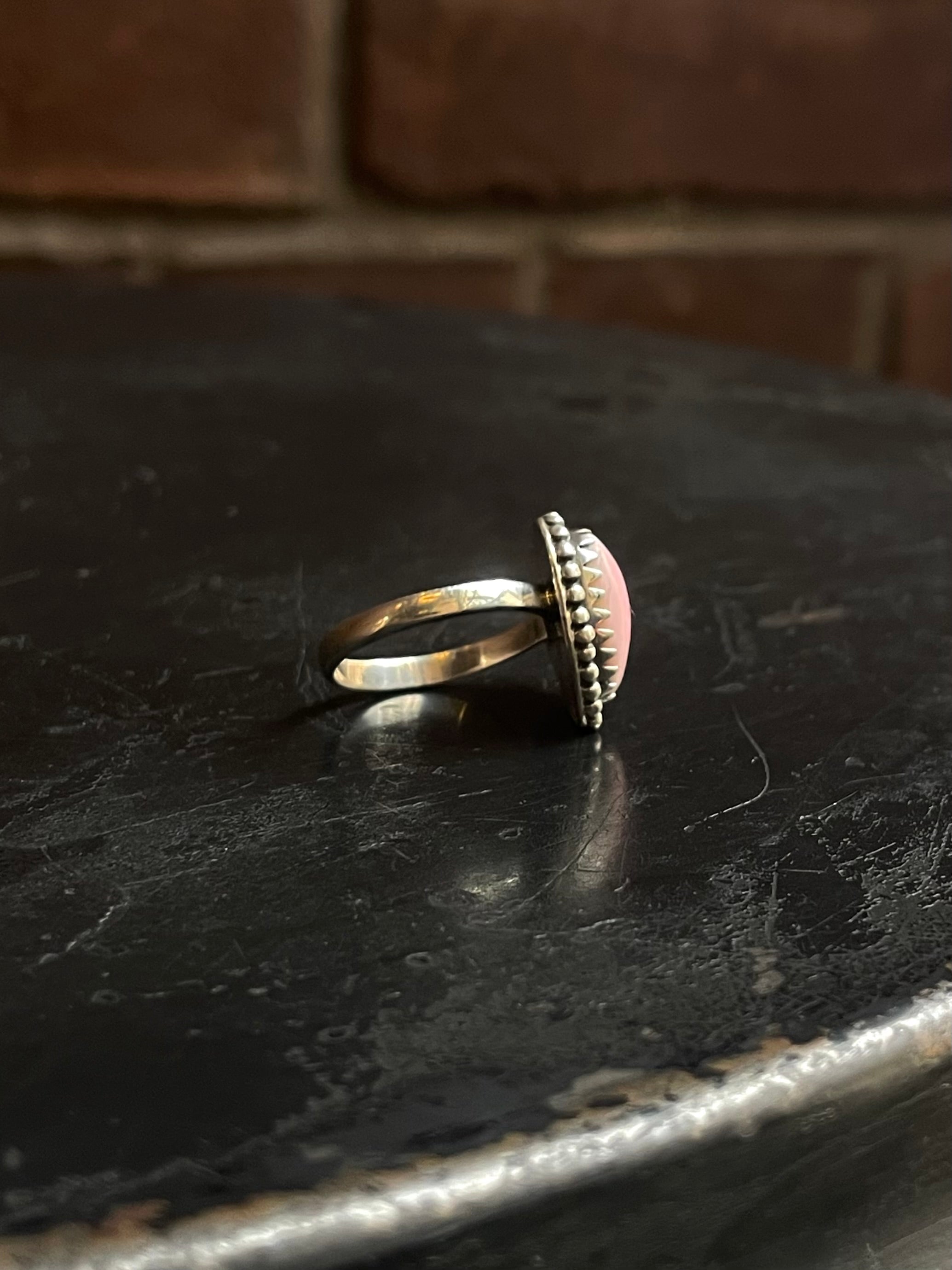 Pink Conch Heart Ring Size 6 | 925 Sterling Silver E746