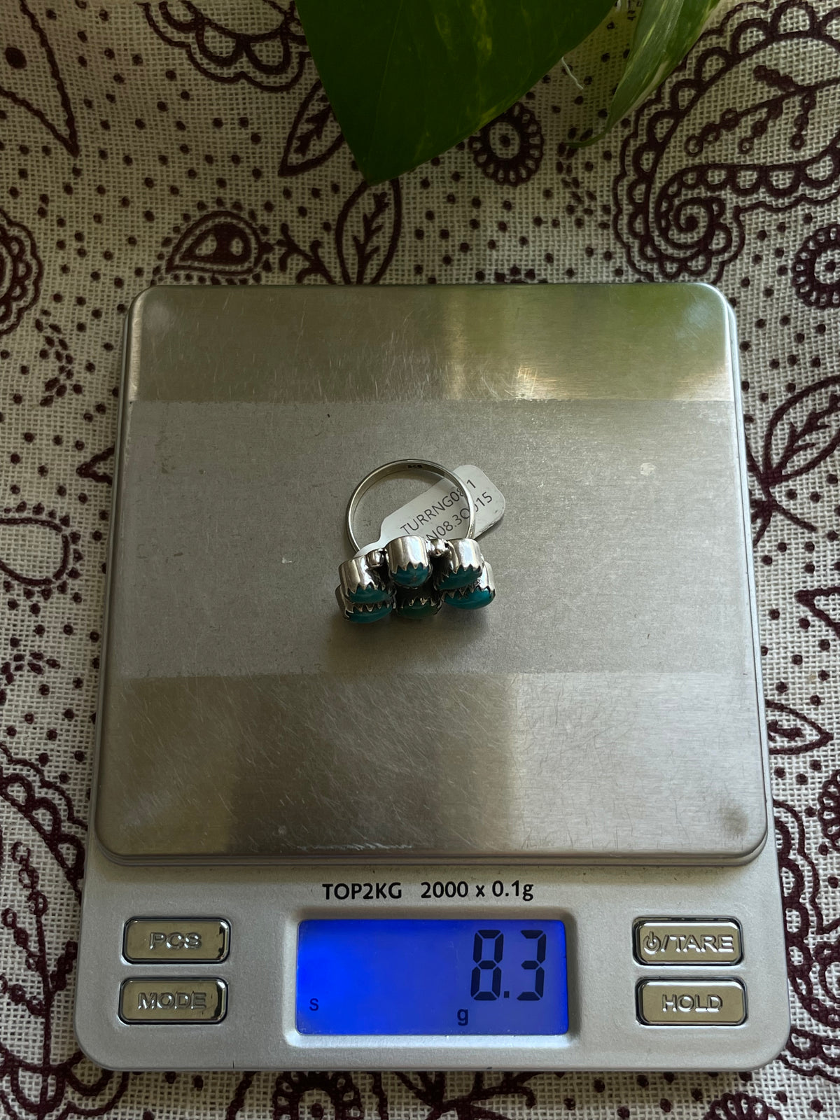Turquoise Cluster Ring Size 8.5 | 925 Sterling Silver D301