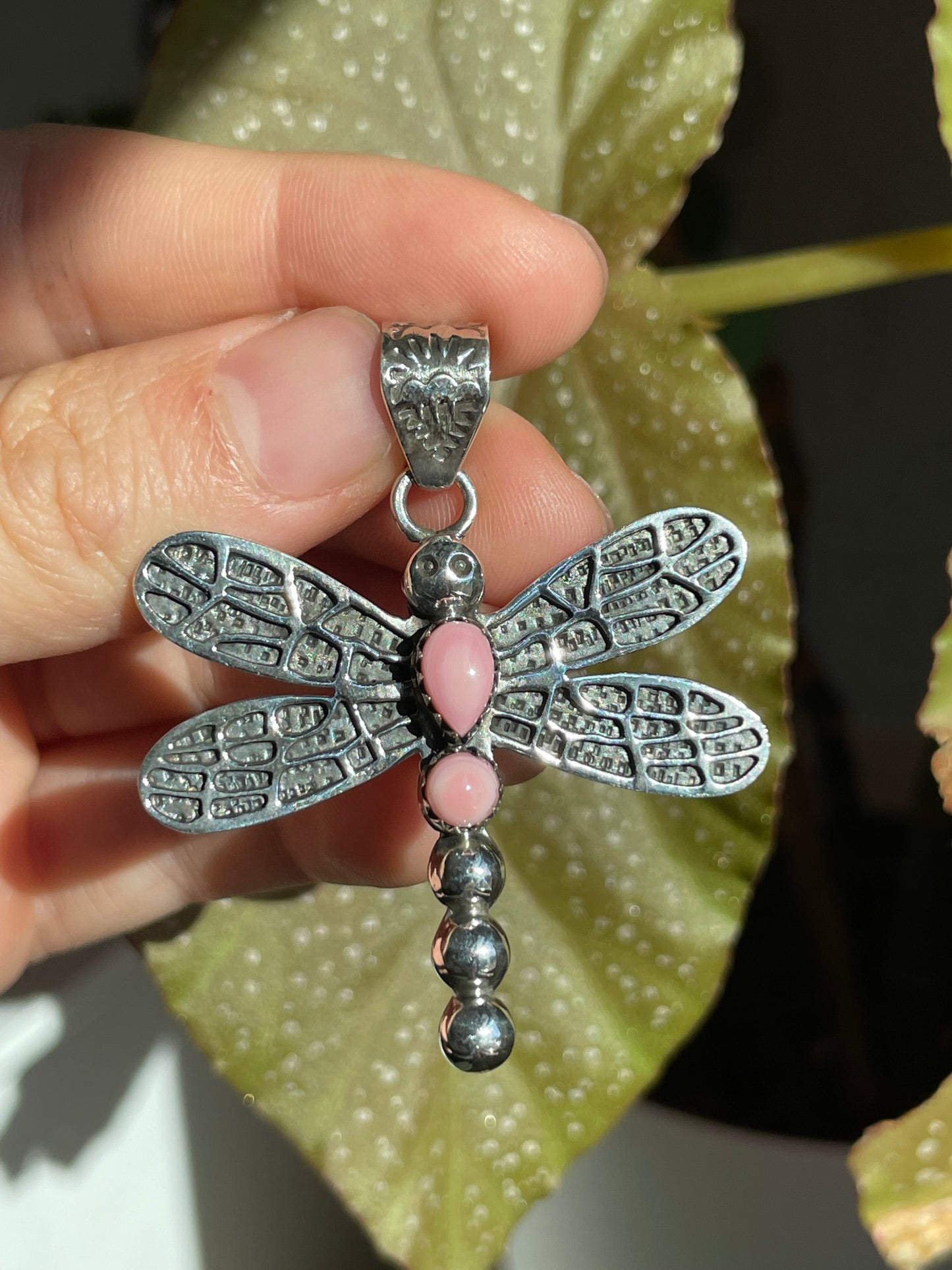 Pink Conch Dragonfly Pendant | Sterling Silver 925 B850