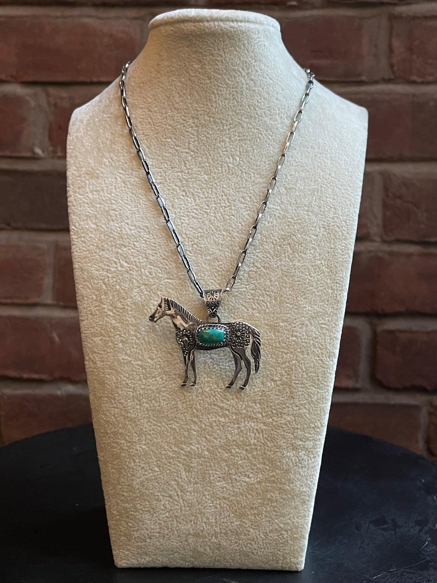 Kingman Turquoise Horse Pendant | 925 Sterling Silver E246