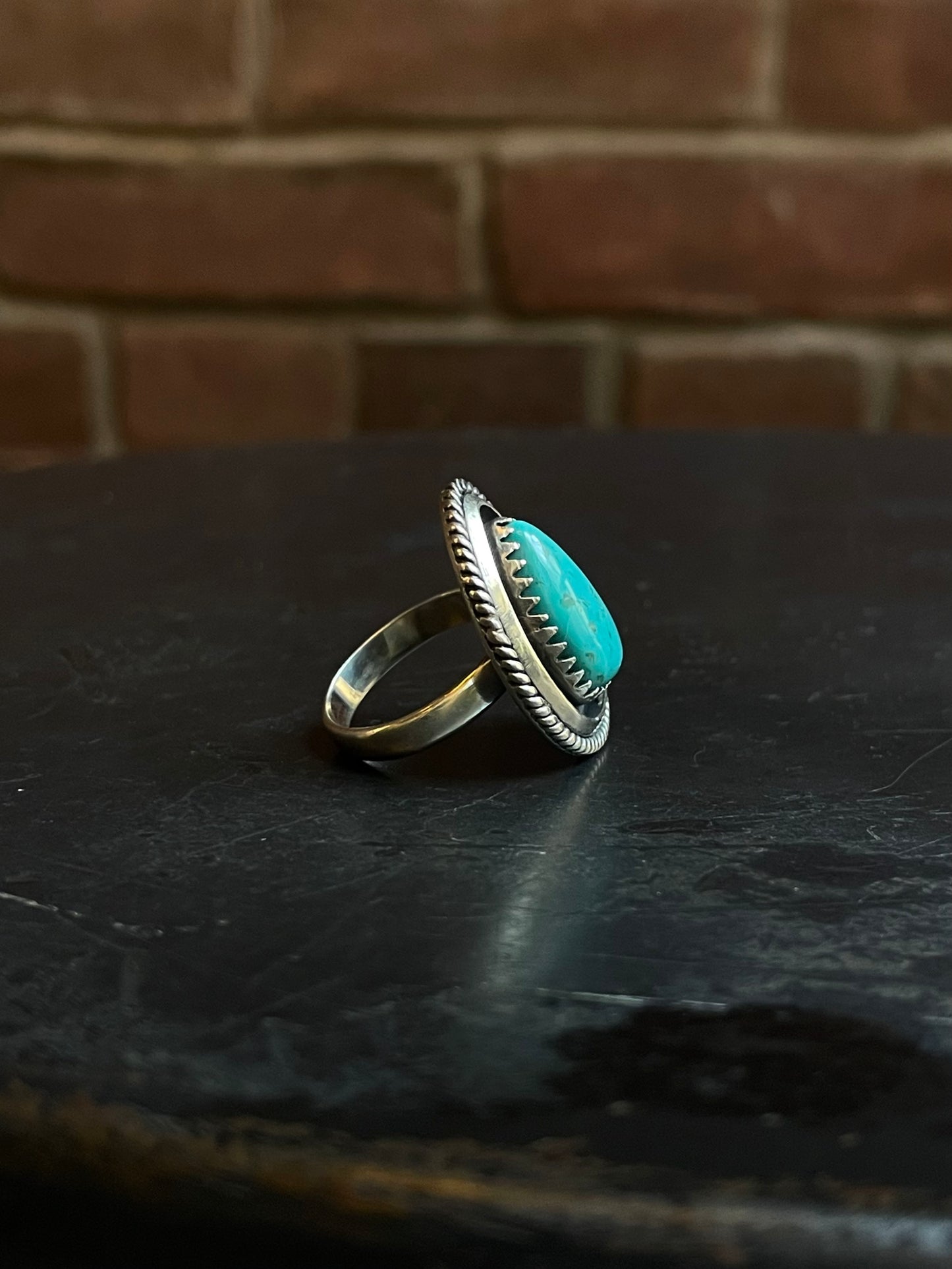 Turquoise Rope Ring Size 7 | Sterling Silver E875