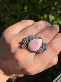 Pink Conch Flower Design Ring | 925 Sterling Silver | Size 7 Y92