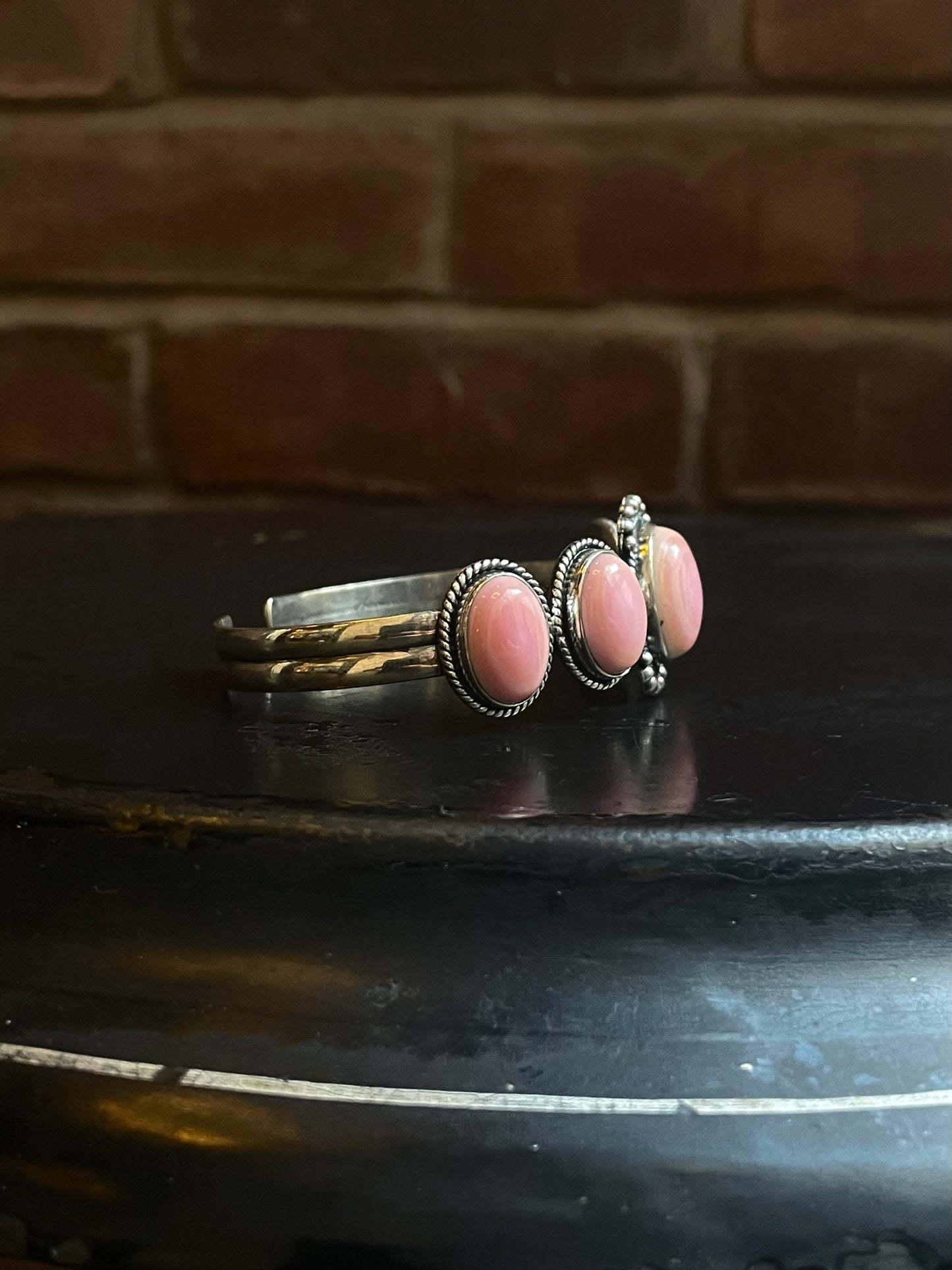 Pink Conch Multi-Stone Cuff Bracelet | 925 Sterling Silver C899