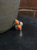 Spiny Oyster Double Stone Ring | 925 Sterling Silver | Size 6 C342