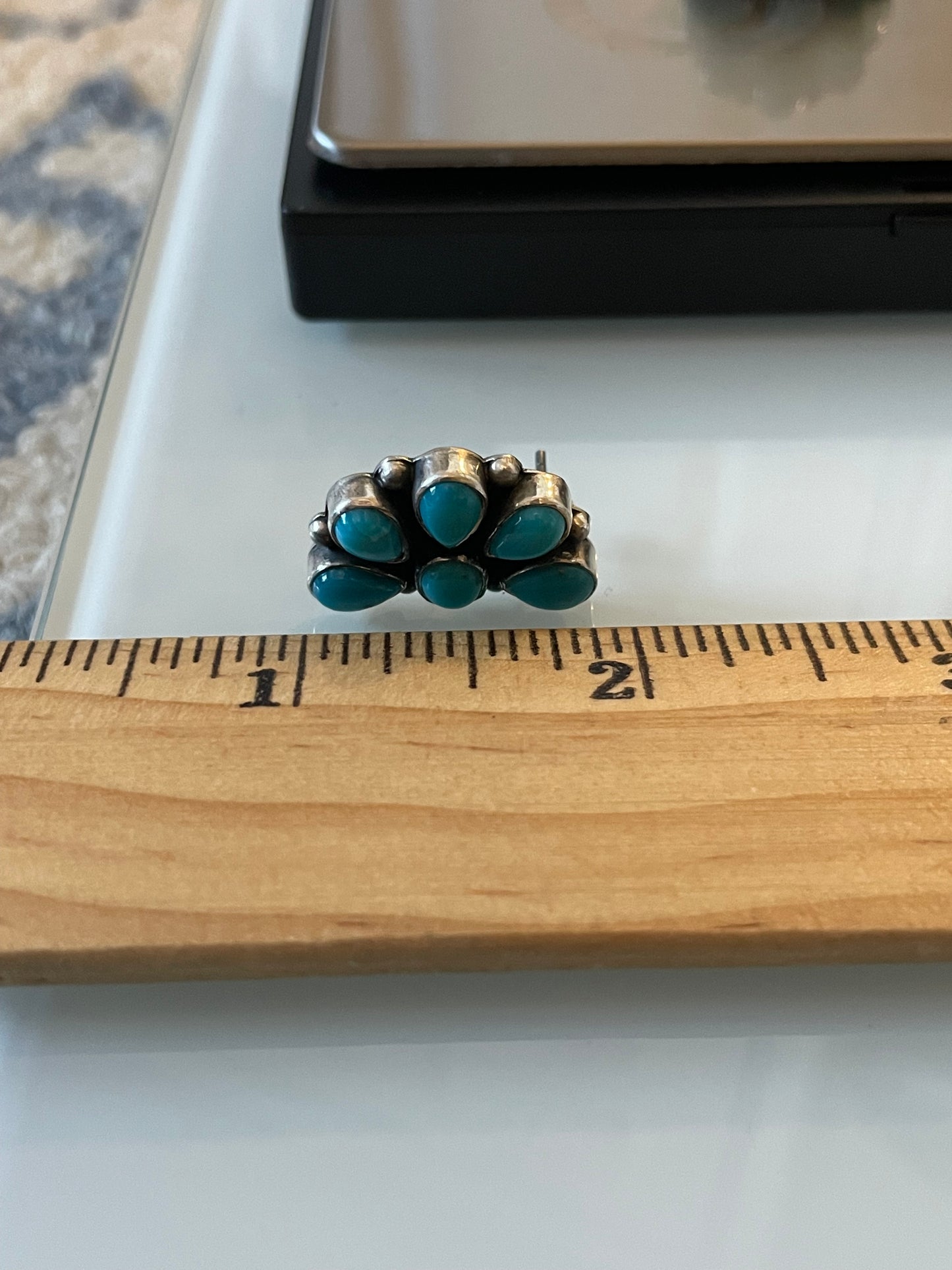 Kingman Turquoise Cluster Stud Earrings | Sterling Silver E659