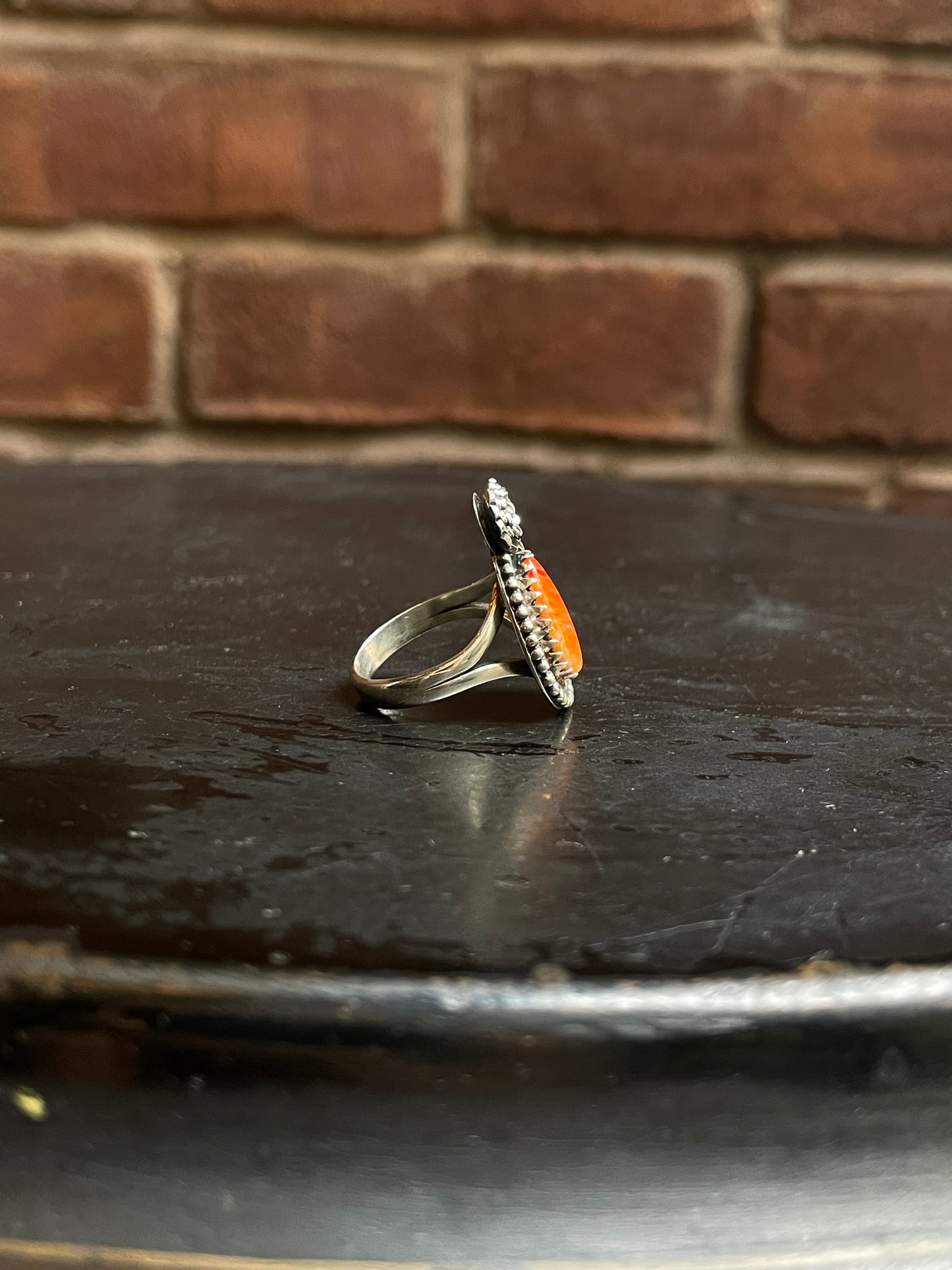 Spiny Oyster Floral Ring Size 8 | 925 Sterling Silver Southwest E190