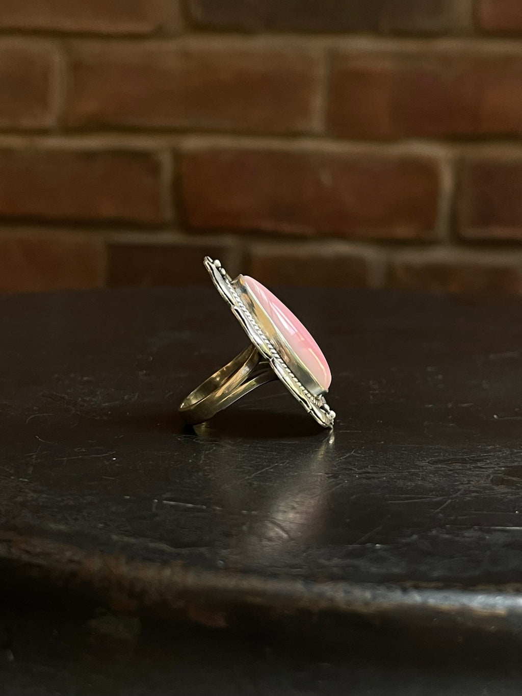 Pink Conch Tear Drop Ring Size 7.5 | Sterling Silver E911