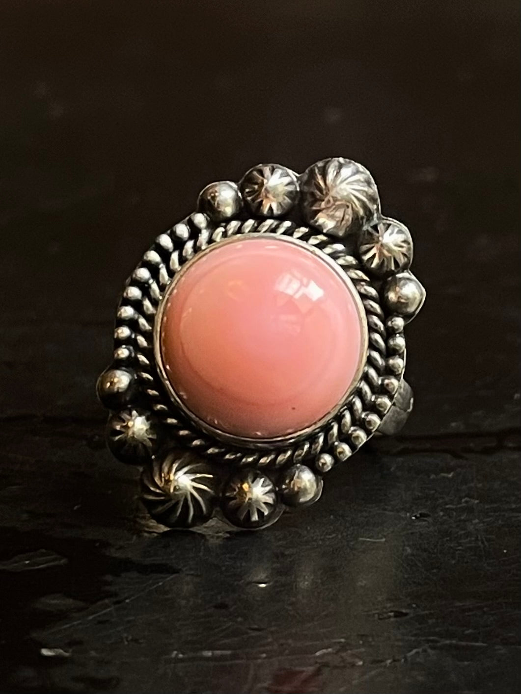 Pink Conch Ring Size 8 | 925 Sterling Silver G116