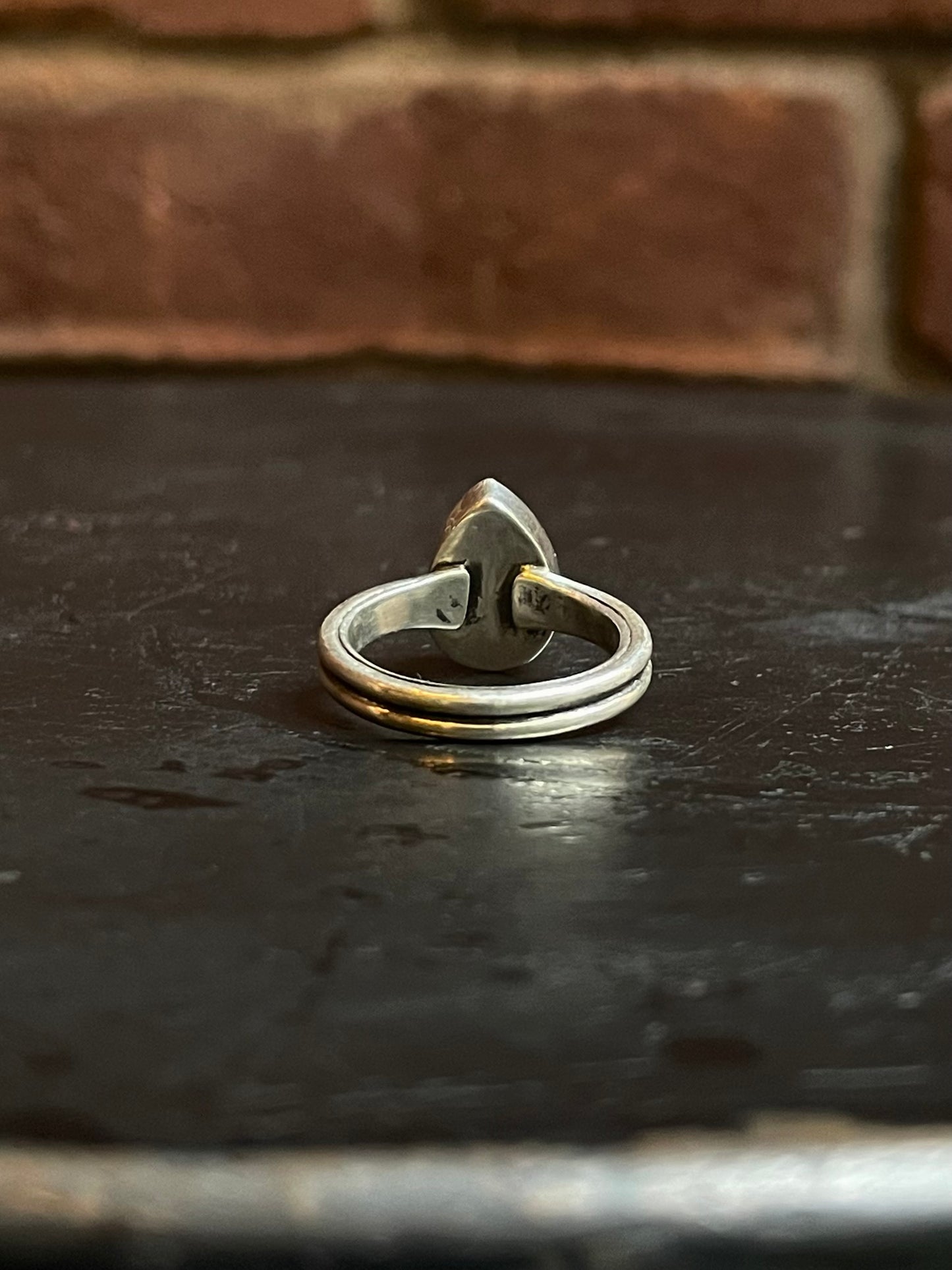 Black Onyx Tear Drop Ring | Sterling Silver | Size 7 G325