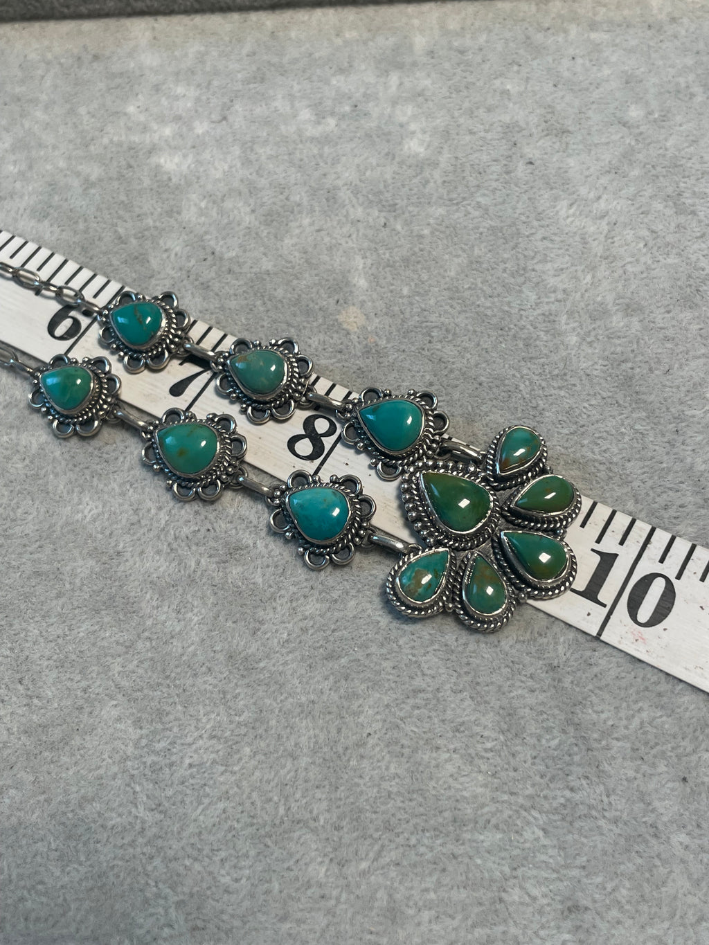 Kingman Turquoise Cluster Necklace | 925 Sterling Silver D229