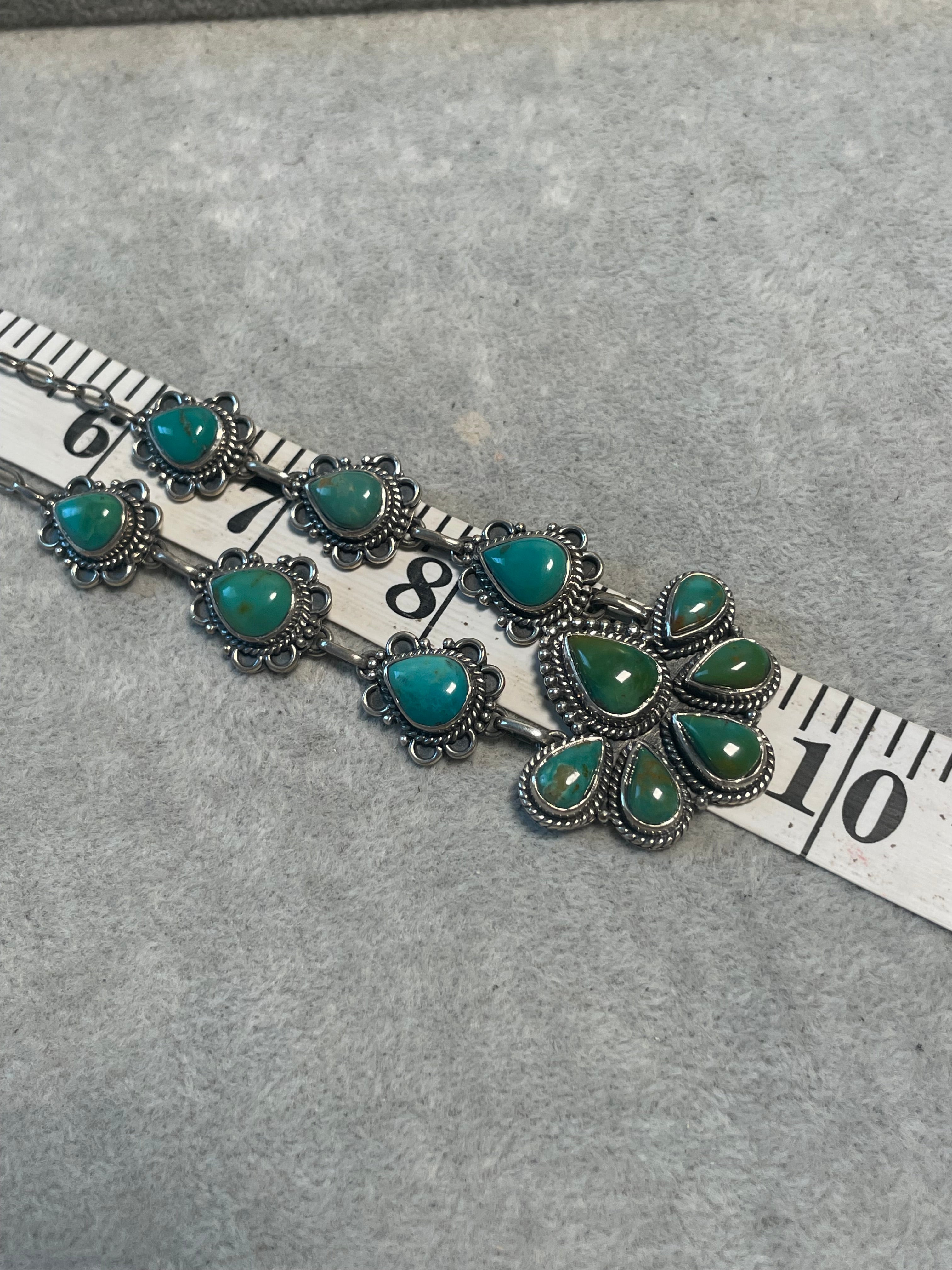 Kingman Turquoise Cluster Necklace | 925 Sterling Silver D229