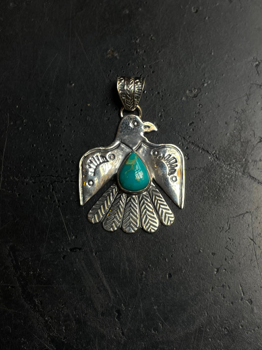 Turquoise Thunderbird Pendant | 925 Sterling Silver E234