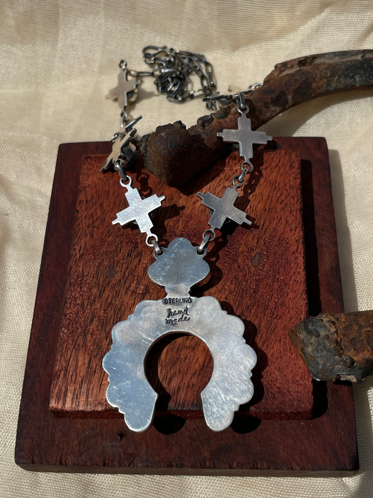 Turquoise Naja Necklace with Zia Cross Stations | 925 Sterling Silver D321