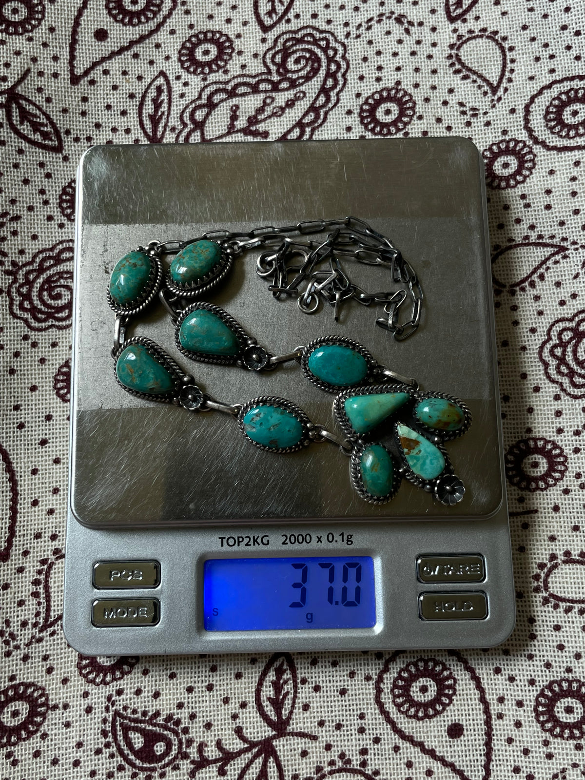 Kingman Turquoise Floral Drop Necklace | 925 Sterling Silver D322