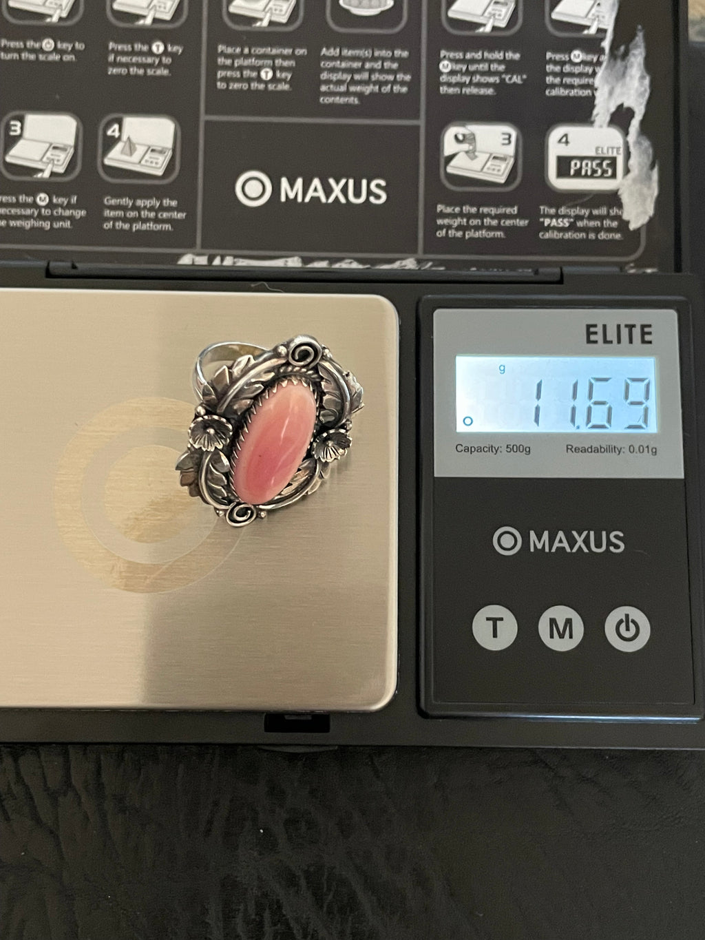 Pink Conch Floral Ring Size 6 | 925 Sterling Silver Southwest E154