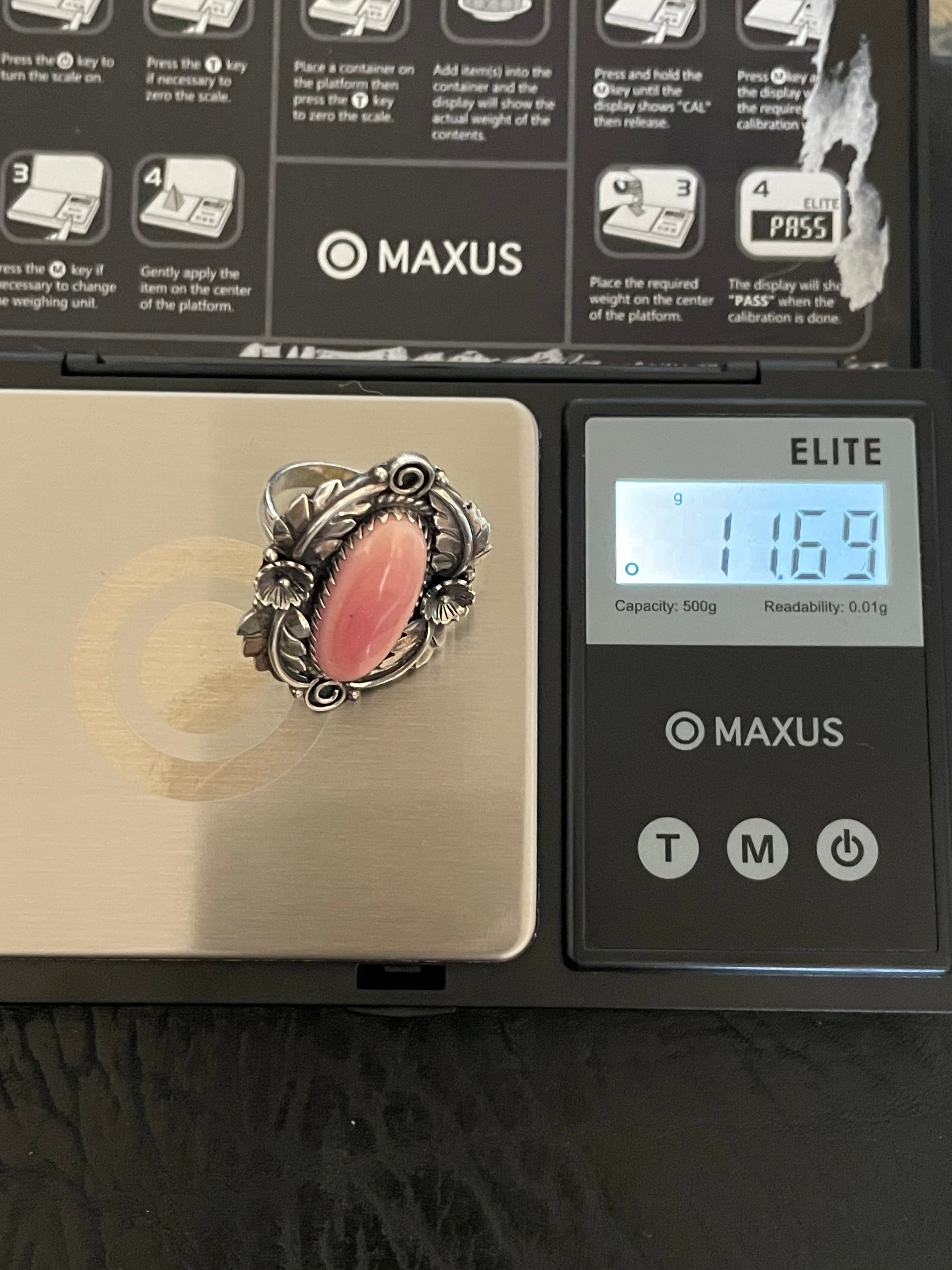Pink Conch Floral Ring Size 6 | 925 Sterling Silver Southwest E154