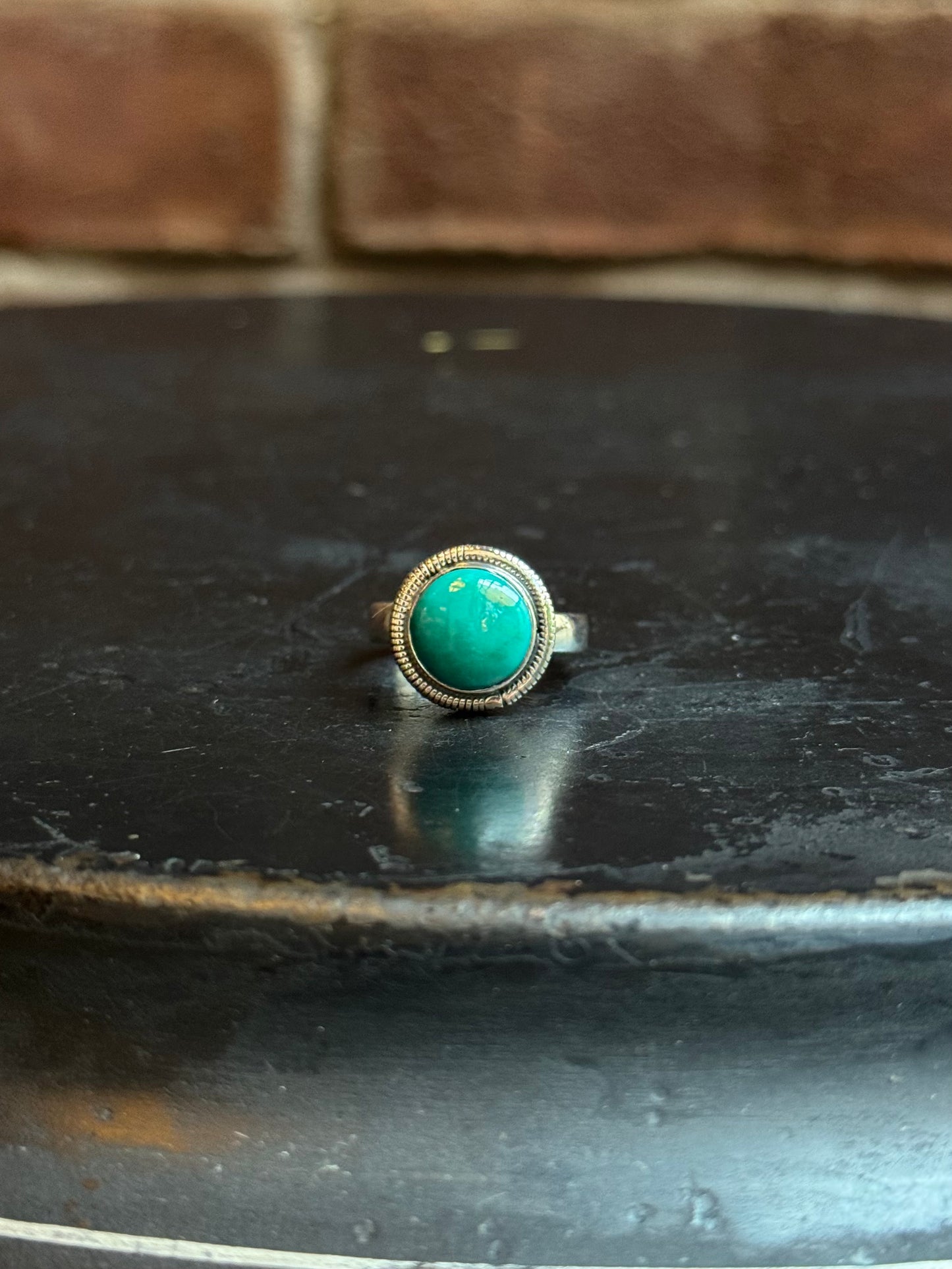 Turquoise Circle Ring | Sterling Silver | Size 7 | C125