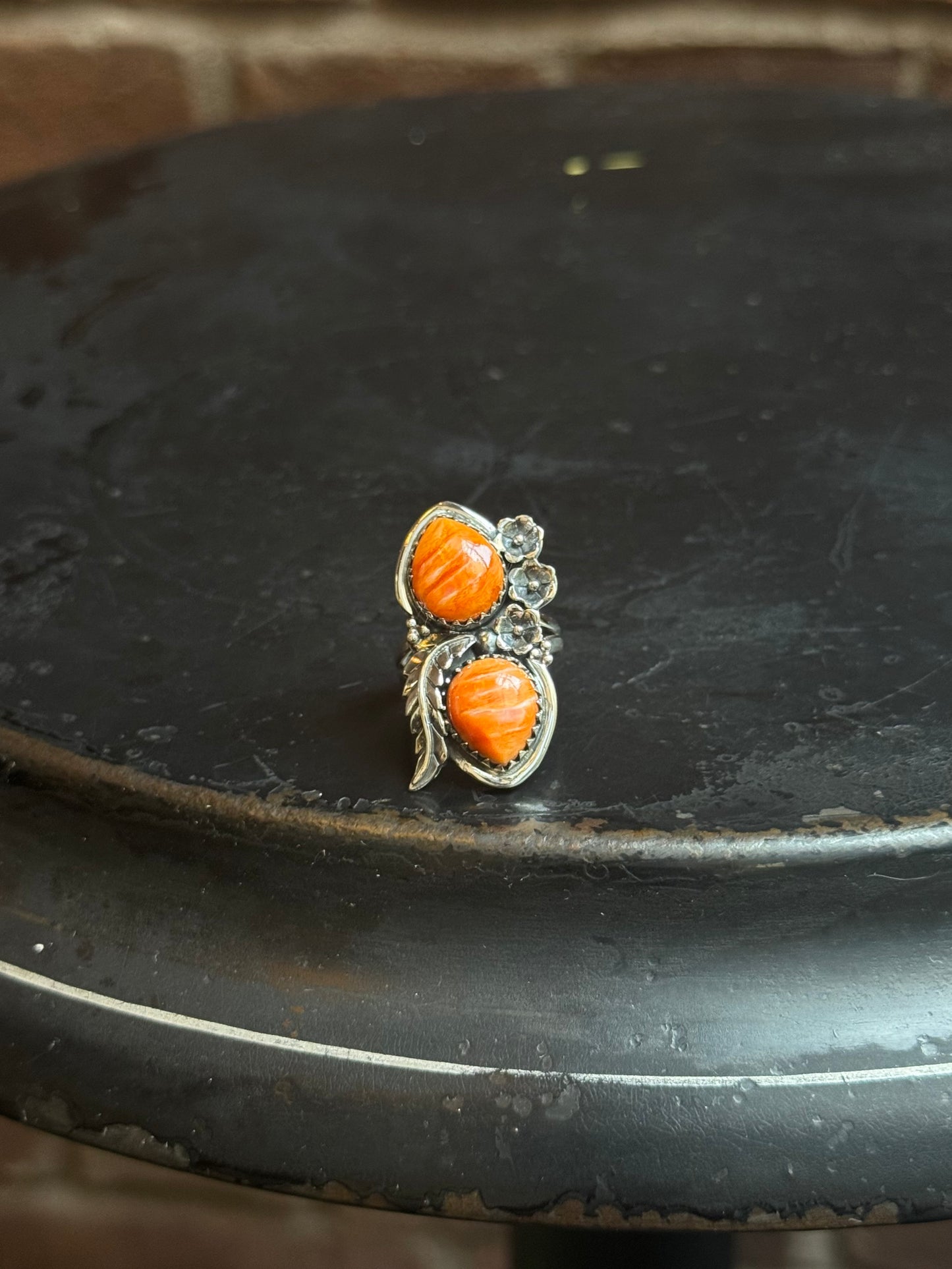 Spiny Oyster Leaf Ring | 925 Sterling Silver | Size 6.5 C216