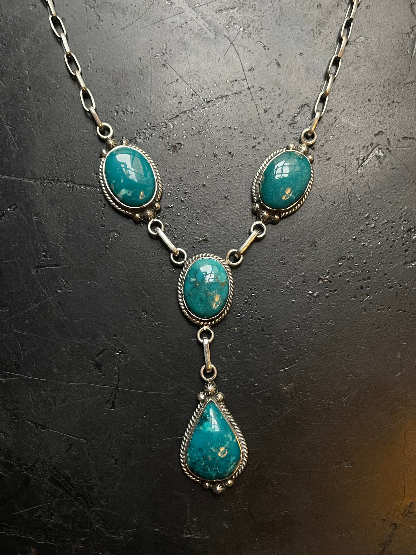 Chrysocolla Lariat Necklace | 925 Sterling Silver C493