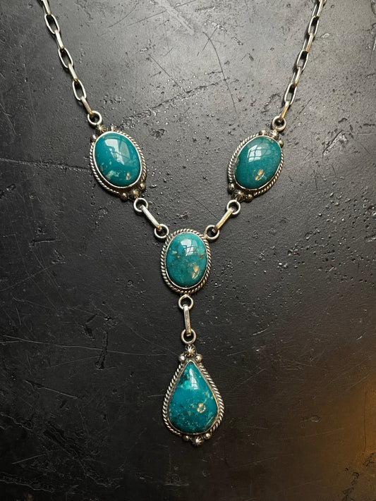 Chrysocolla Lariat Necklace | 925 Sterling Silver C493