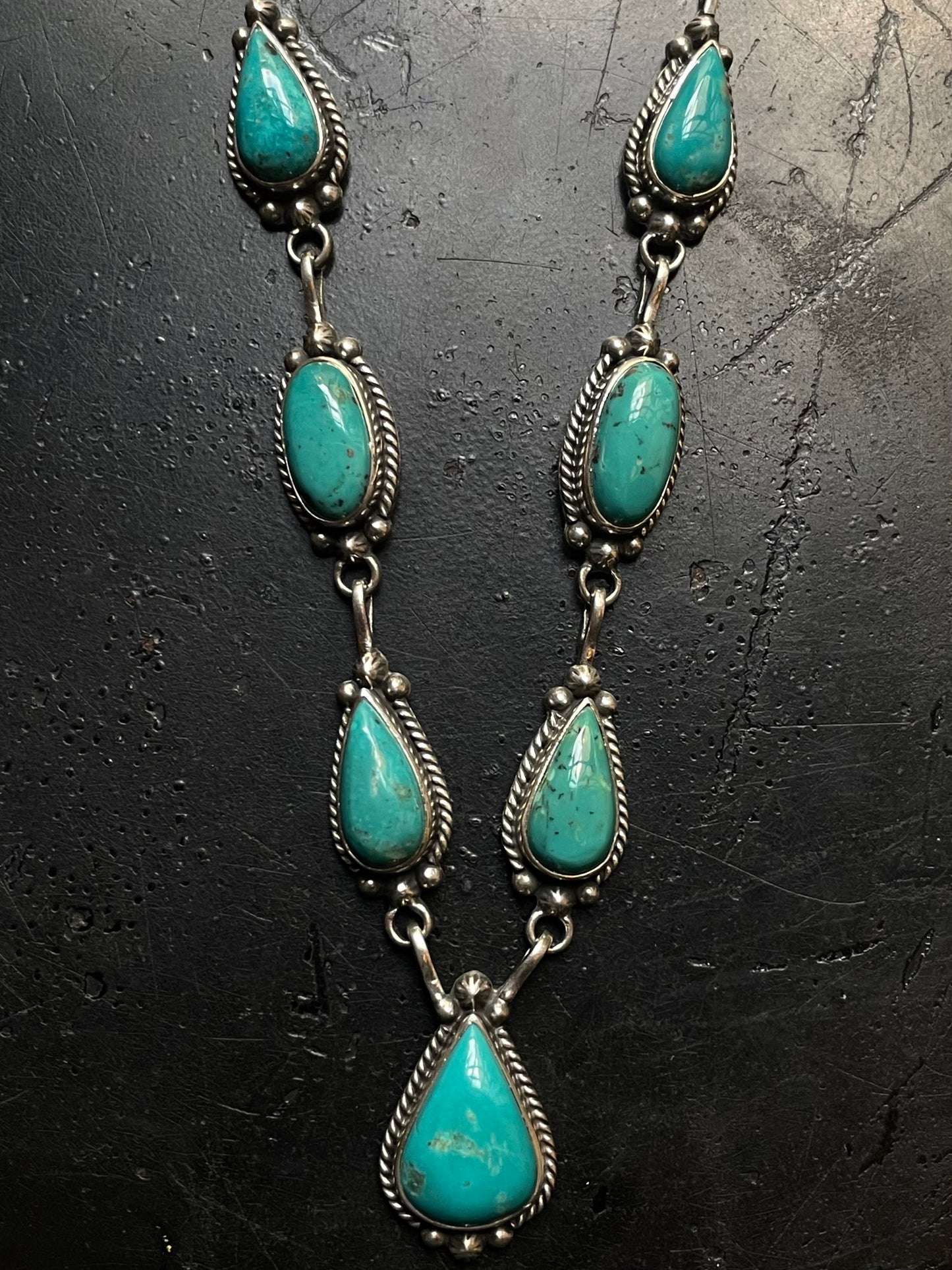 Kingman Turquoise Lariat Necklace | 925 Sterling Silver G410