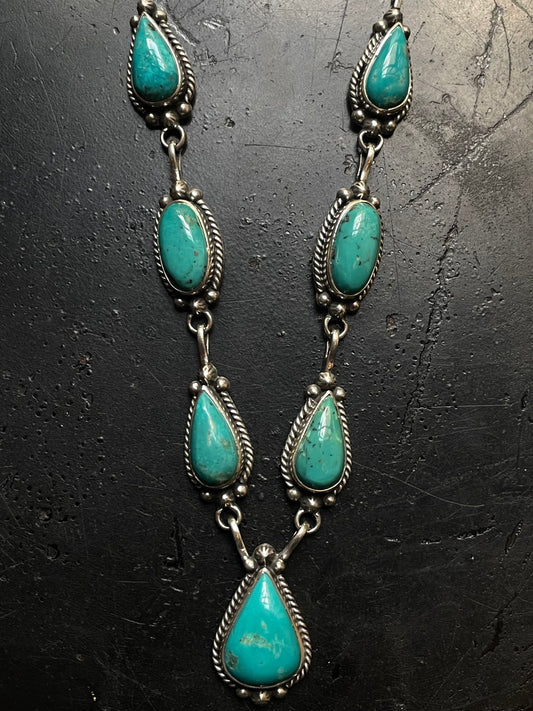 Kingman Turquoise Lariat Necklace | 925 Sterling Silver G410