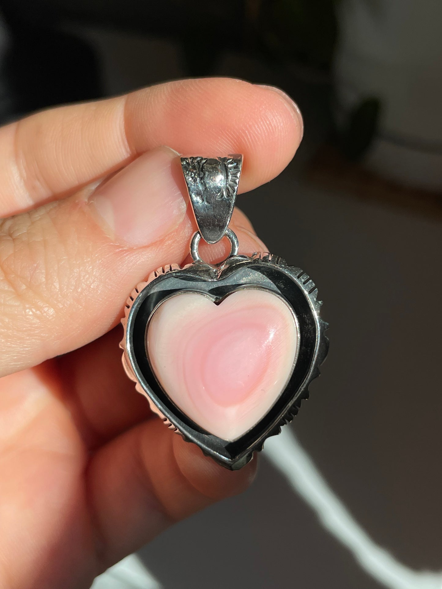 Pink Conch Heart Pendant | Sterling Silver 925 B841