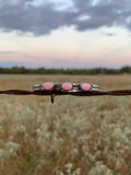 Pink Conch Three Stone Cuff Bracelet | 925 Sterling Silver G768