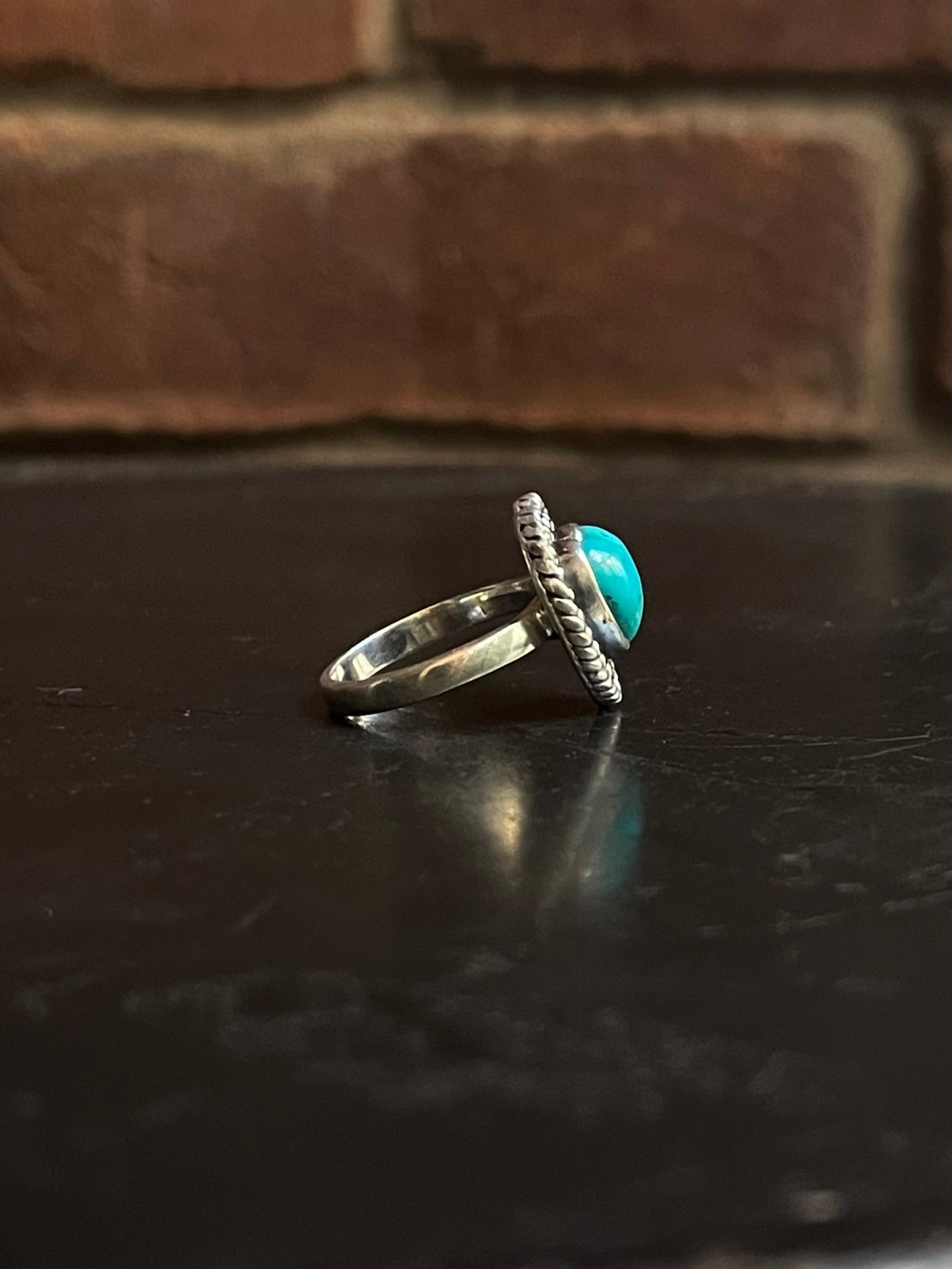 Kingman Turquoise Heart Ring | Sterling Silver | Size 5.5  G375