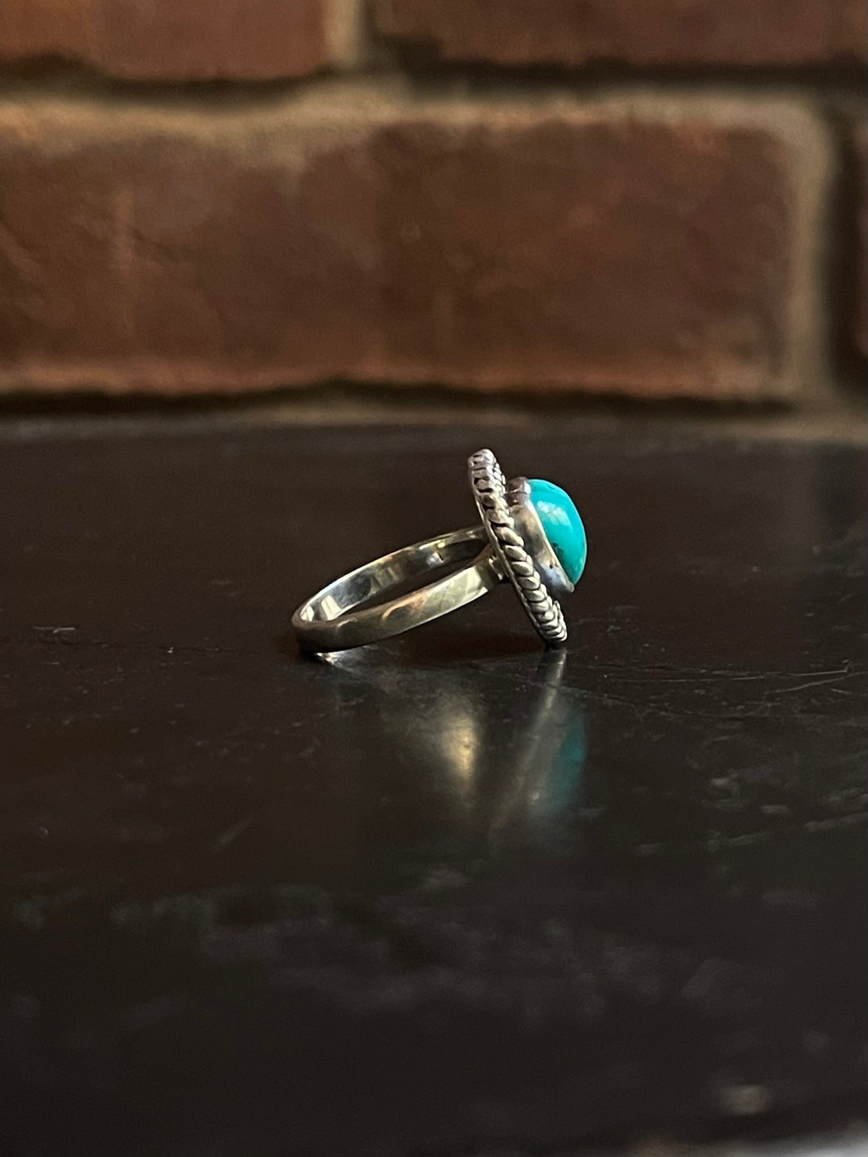 Kingman Turquoise Heart Ring | Sterling Silver | Size 5.5  G375