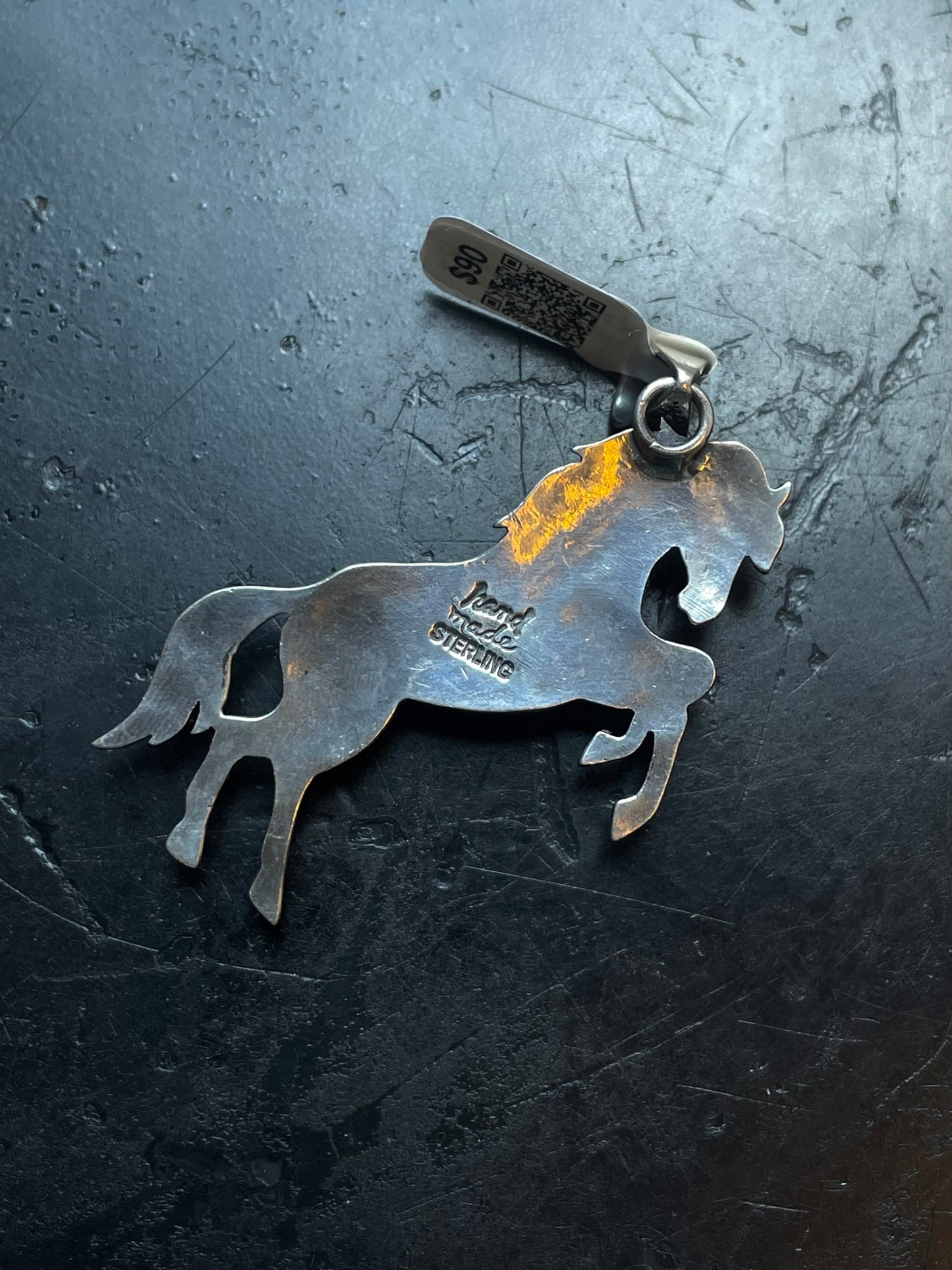 Kingman Turquoise Horse Pendant | Sterling Silver | A584
