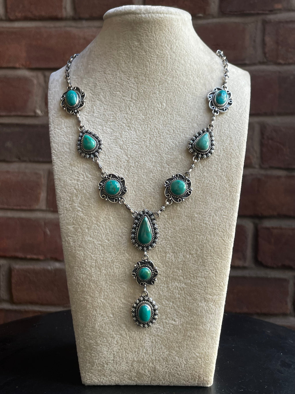 Kingman Turquoise Lariat Necklace | 925 Sterling Silver G611