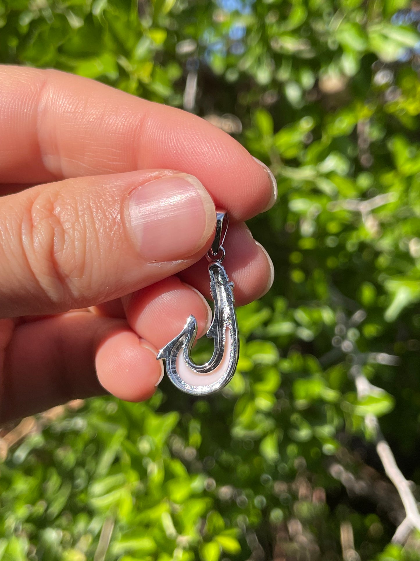 Pink Conch Fish Hook Pendant | 925 Sterling Silver B608