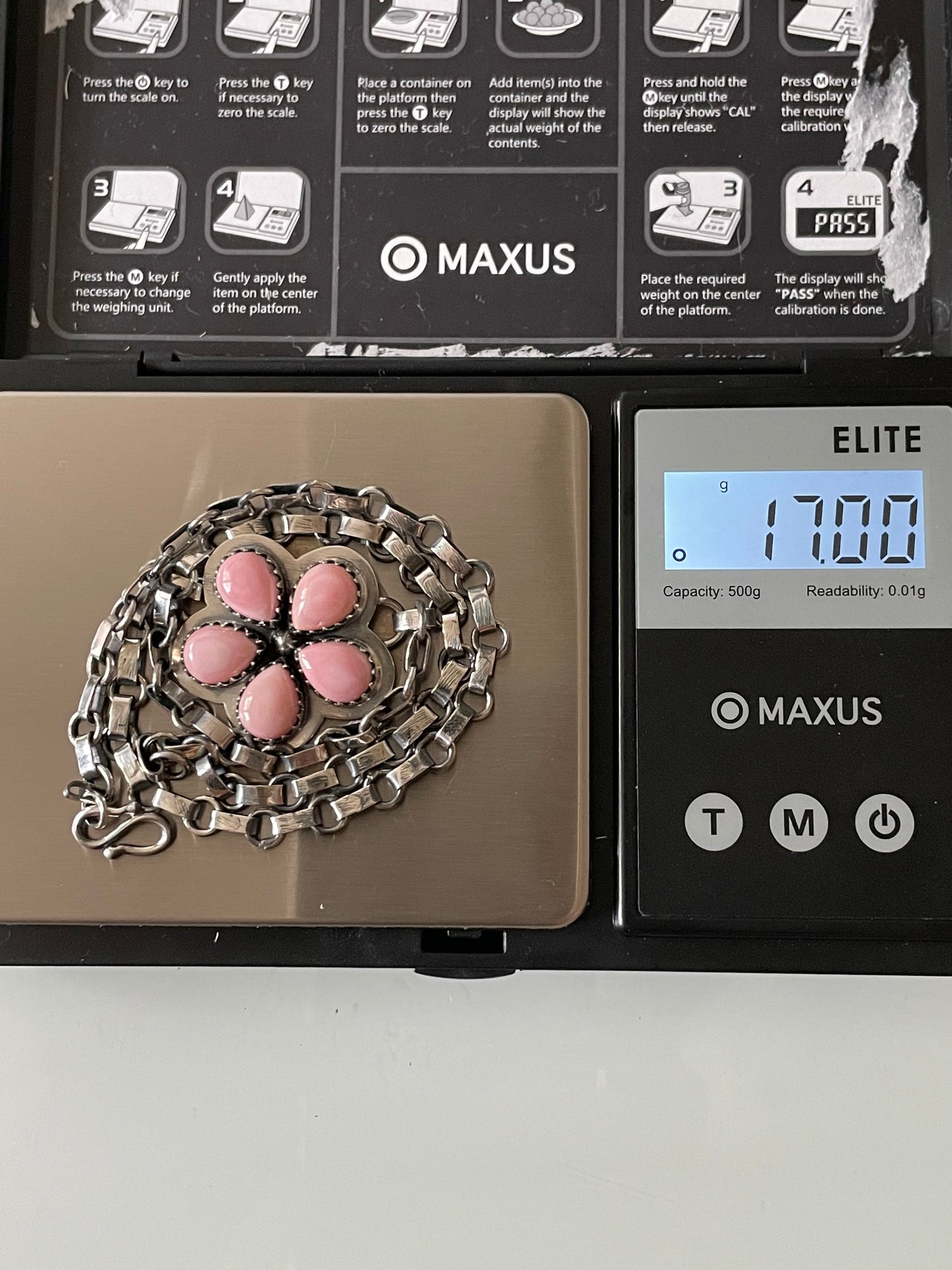 Pink Conch Flower Necklace | Petite Blossom Pendant | 925 Silver E580