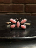 Pink Conch Butterfly Cuff Bracelet Sterling Silver 925 C997