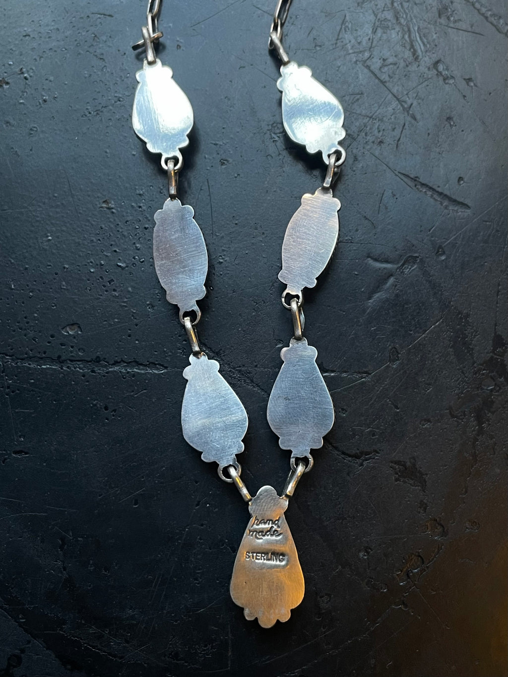 Kingman Turquoise Lariat Necklace | Teardrop Station Drop | 925 Silver E627
