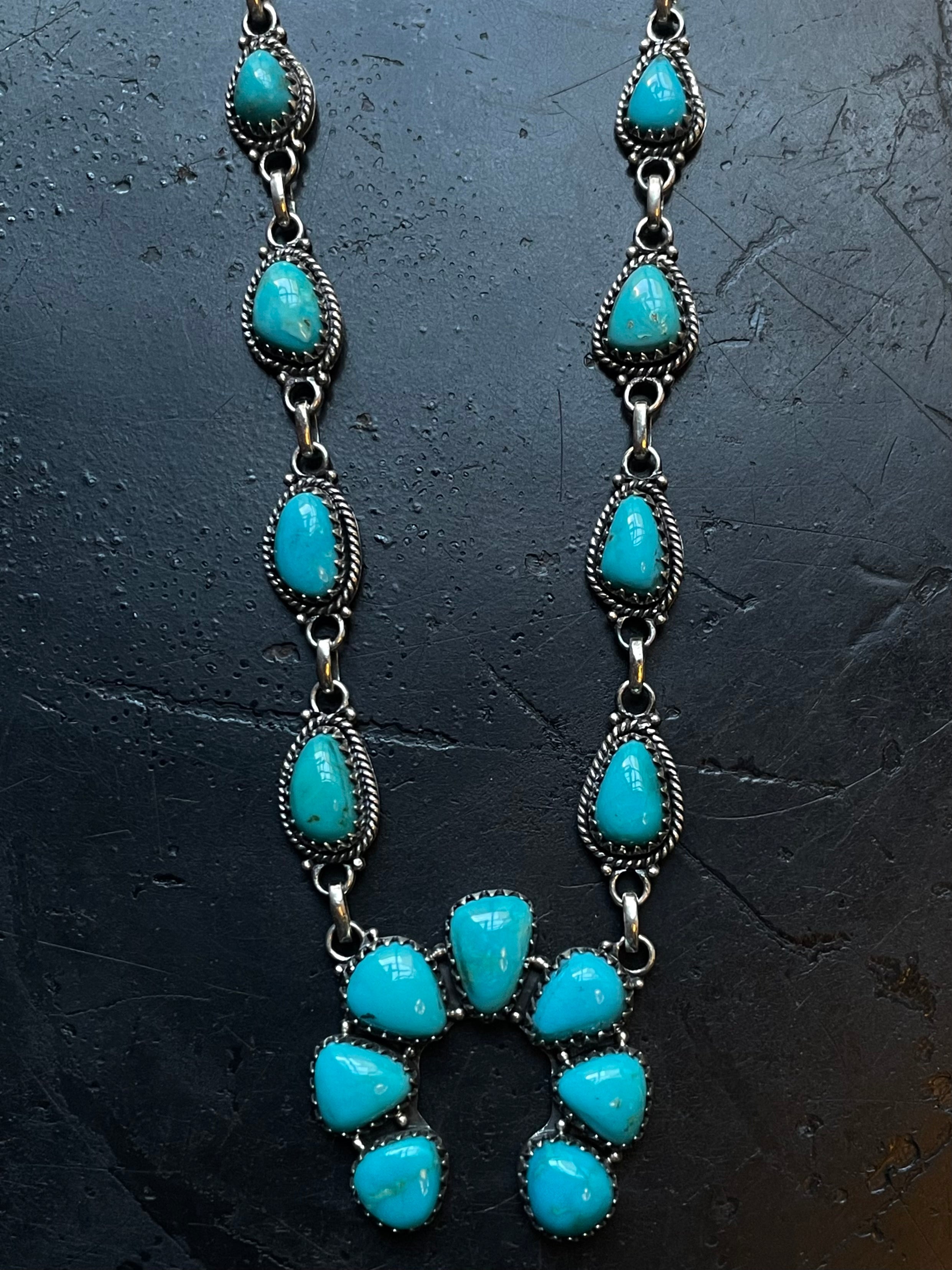 Kingman Turquoise Naja Necklace | 925 Sterling Silver E607