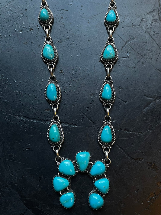 Kingman Turquoise Naja Necklace | 925 Sterling Silver E607