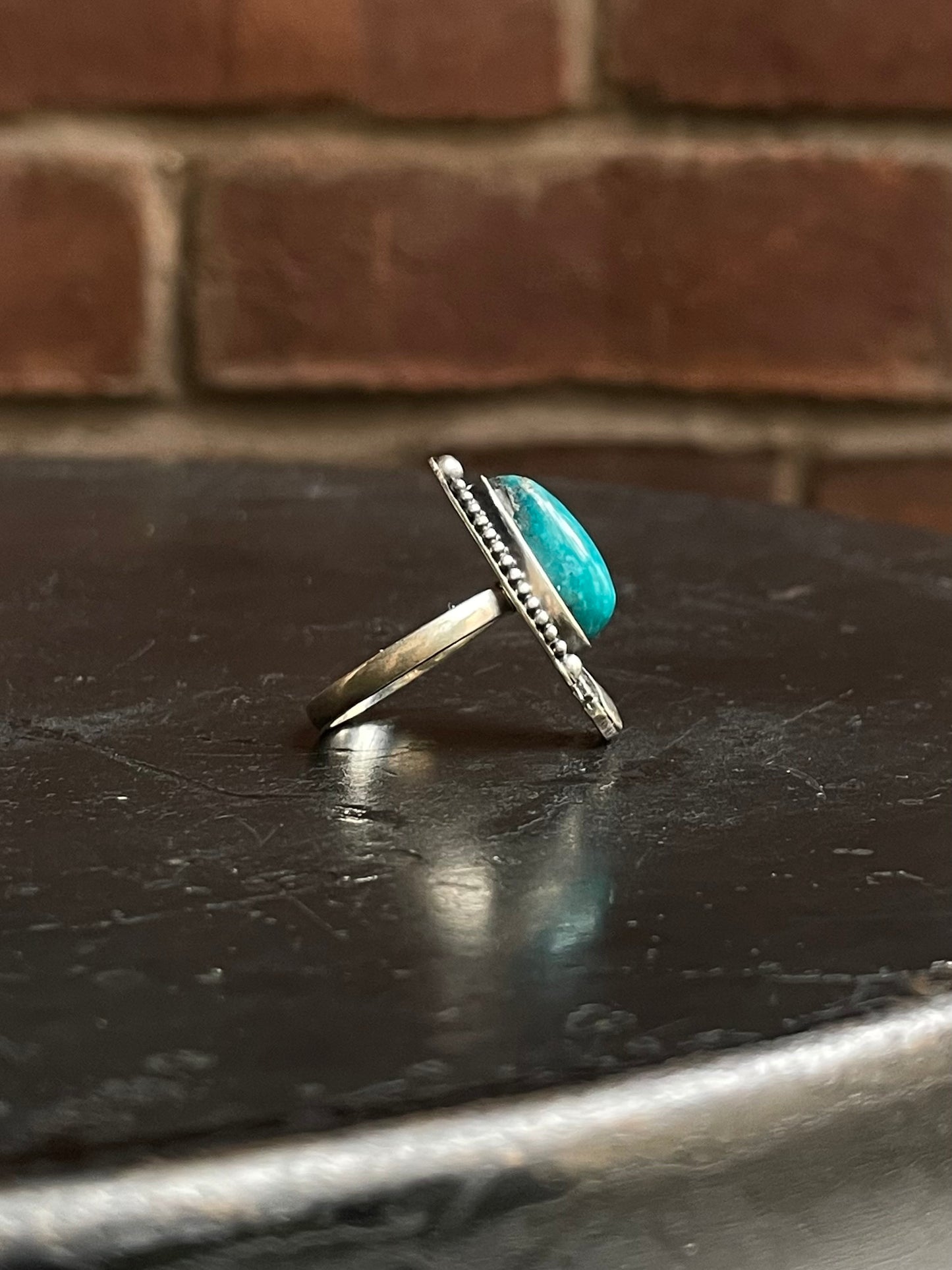 Kingman Turquoise Tear Drop Ring Size 7 | 925 Sterling SilverG 515