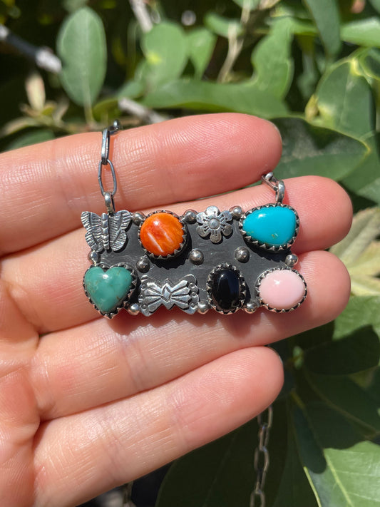 Multi Stone Butterfly Necklace | 925 Sterling Silver D134