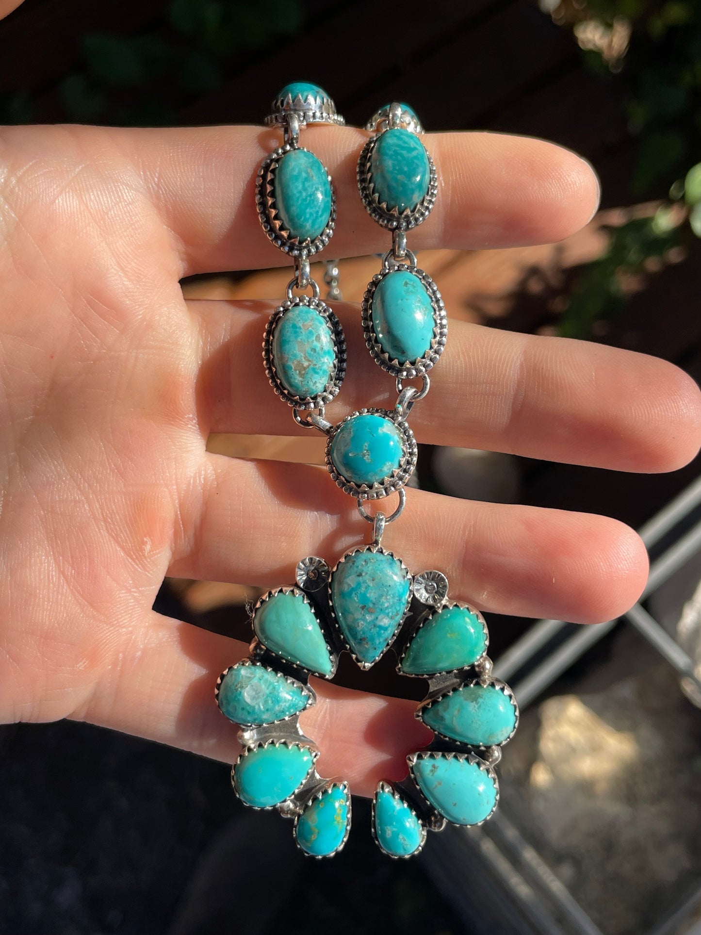 Kingman Turquoise Naja Necklace | Sterling Silver 925 B876
